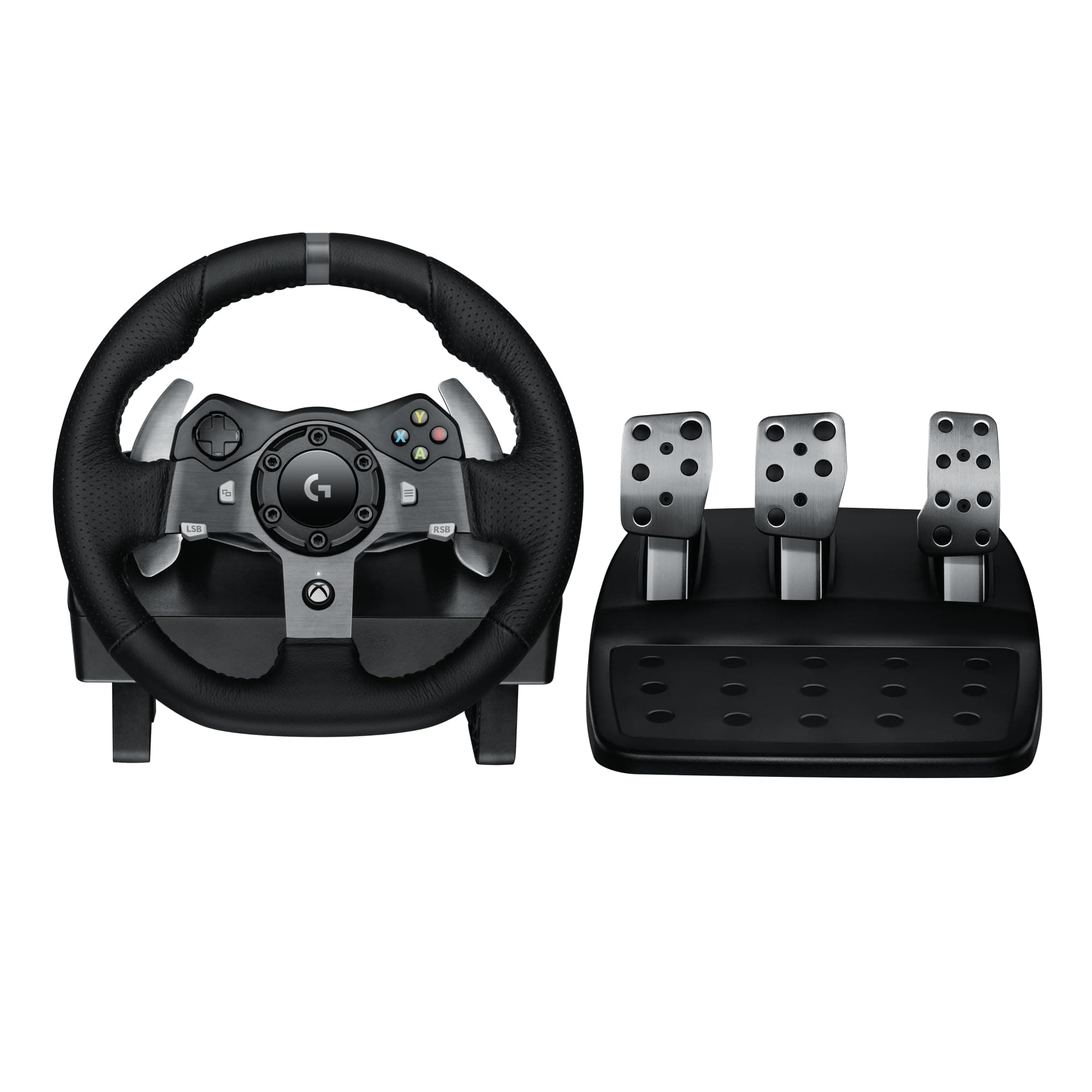Logitech G G920 Driving Force Volante da corsa e pedali con ritorno di forza dinamico reale, leve al volante in acciaio inox, coprivolante, per Xbox Series X|S, Xbox One, PC, Mac - Nero