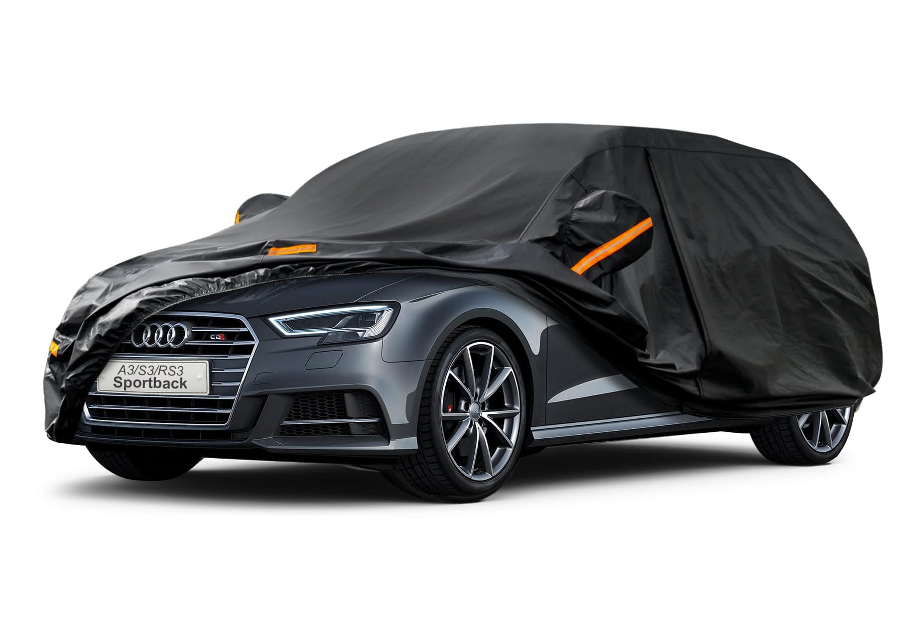 Kayme Bâche Voiture Étanche Respirante Compatible avec Audi A3 Sportback (1996-2025), 7 Couches Housse de Protection Voiture Extérieur, Contre Pluie Soleil Poussière avec Zip et Doublure en Coton.