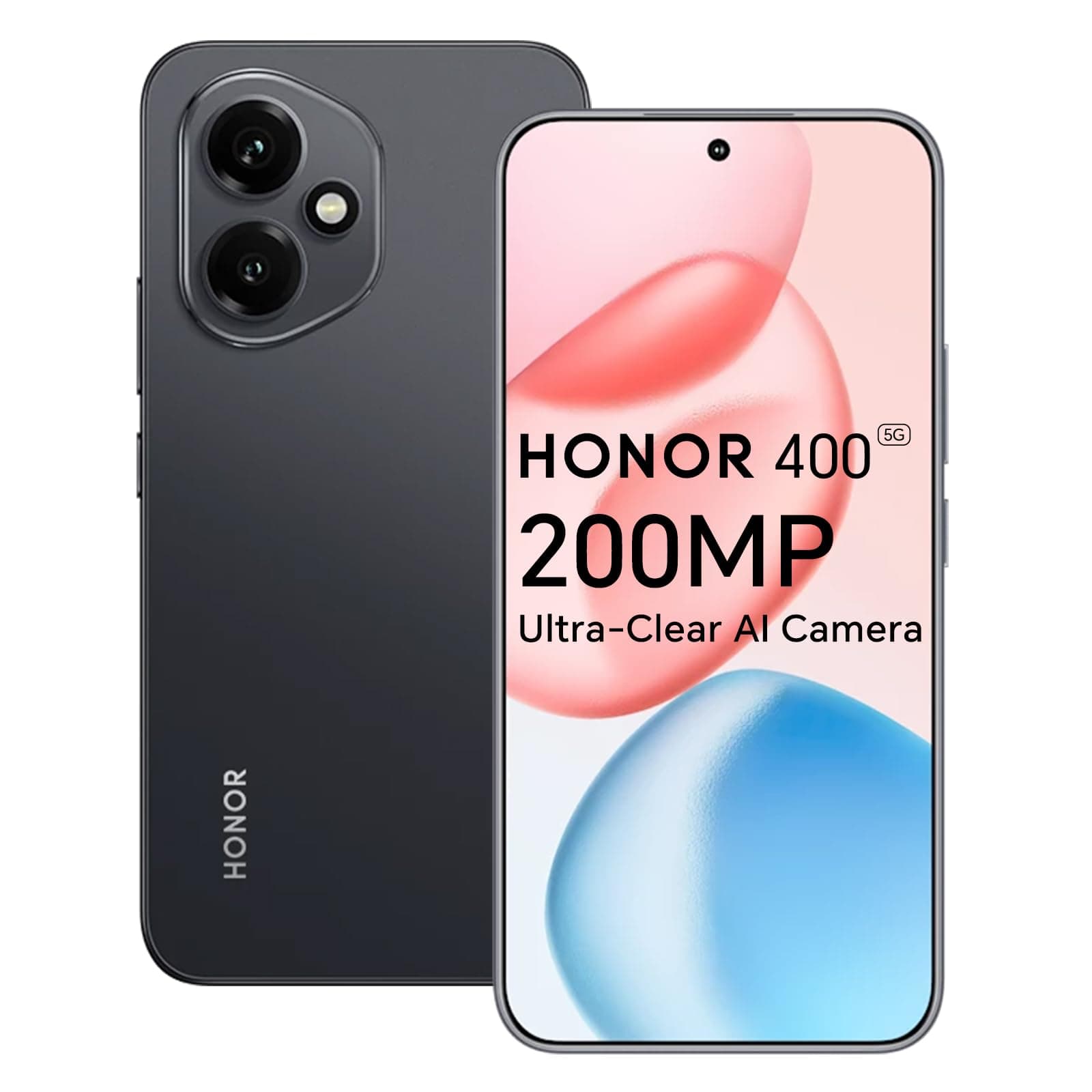 HONOR 400 5G Smartphone, 8GB 512GB, Fotocamera AI ultra nitida da 200MP, 6,55" AMOLED Display 120Hz, Snapdragon 7 Gen 3, 5170mAh, IP65, Dual SIM, NFC, Android 15, Senza caricatore, Nero