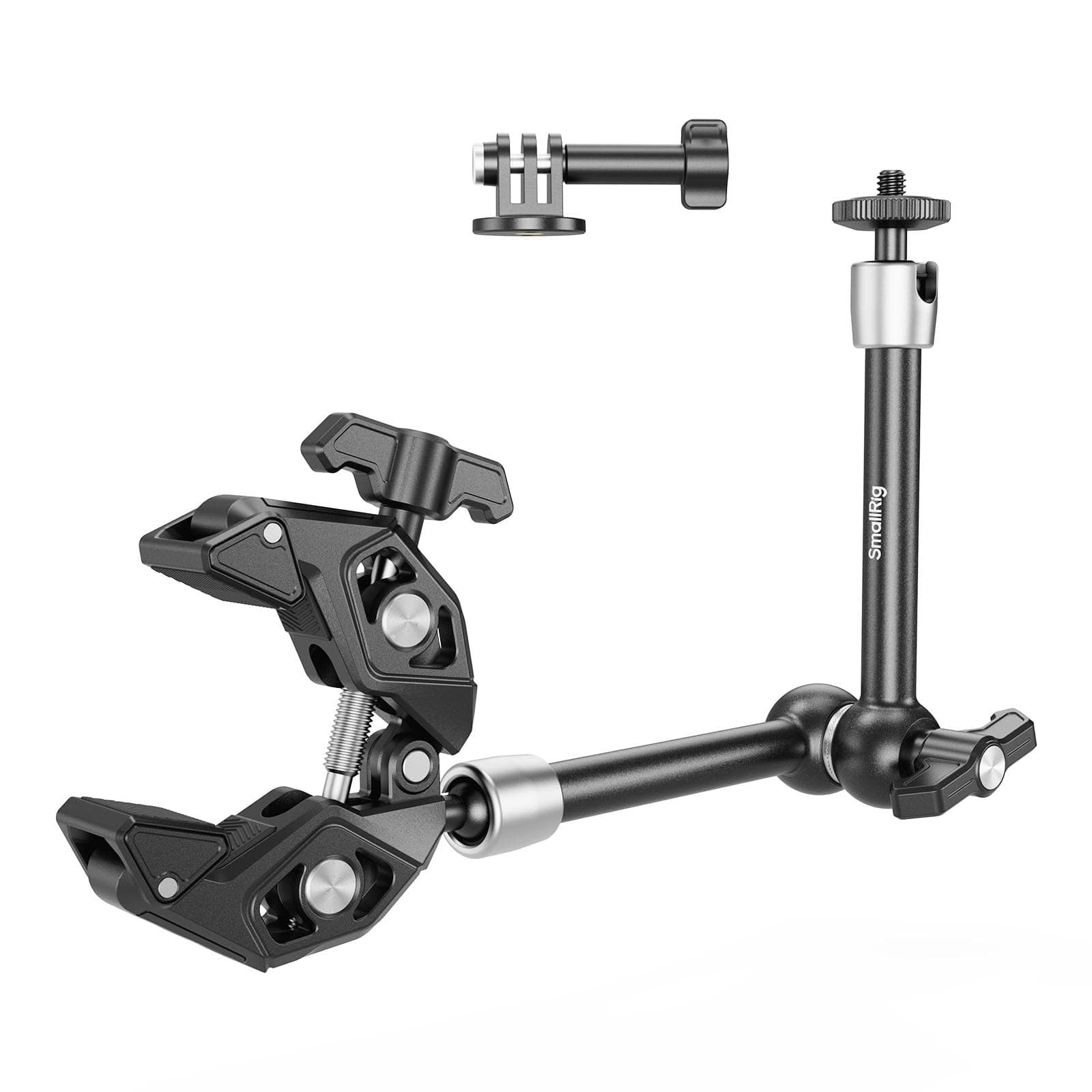 SMALLRIG Magic Arm Super Clamp, Kamerahalterung mit Superklemme, mit 1/4"-20 Schraube & Gewindebohrung für Kamera Licht Monitor Webcam Action Kamera für GoPro für Insta360, Traglast von 1,5 kg - 4454