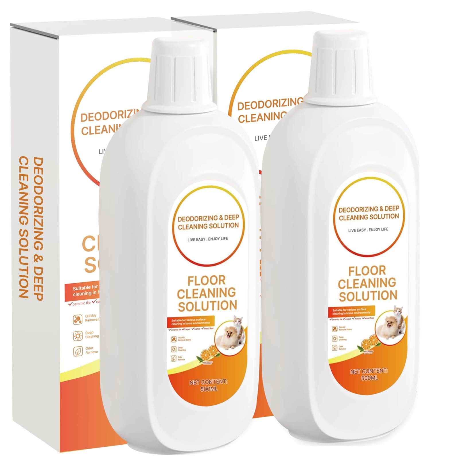 2 Packs de Nettoyant pour Sol Parfum Orange Compatible avec la Solution de Nettoyage Tineco Nettoyage en Profondeur Sans Résidu & Sans Trace, pour la Solution de Nettoyage Liquide Tineco pour TOUS les