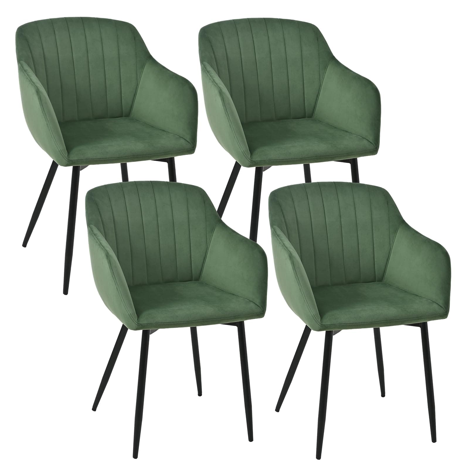 Goeurvant Sillas Comedor Pack 4 con Reposabrazos Silla Comedor Terciopelo Sillas de Cocina Patas de Metal para Cocina, Salon, Verde