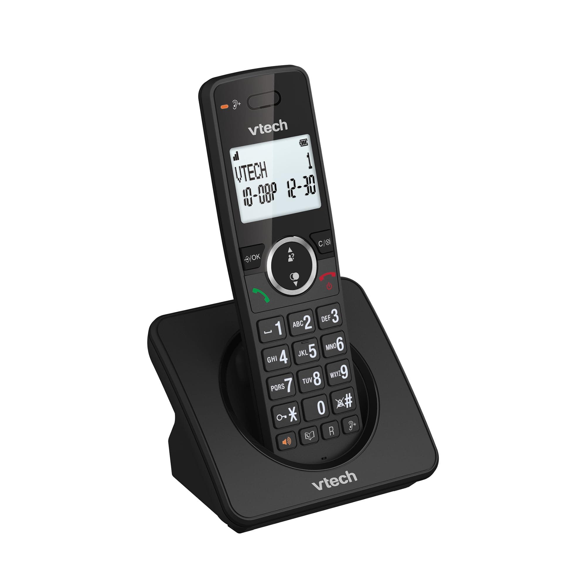 VTech ES2000 Téléphone sans Fil DECT avec Blocage d'appel, contrôle du Volume, Identification de l'appelant/Appel en Attente, 18 Heures d'autonomie, numérotation Rapide, Noir