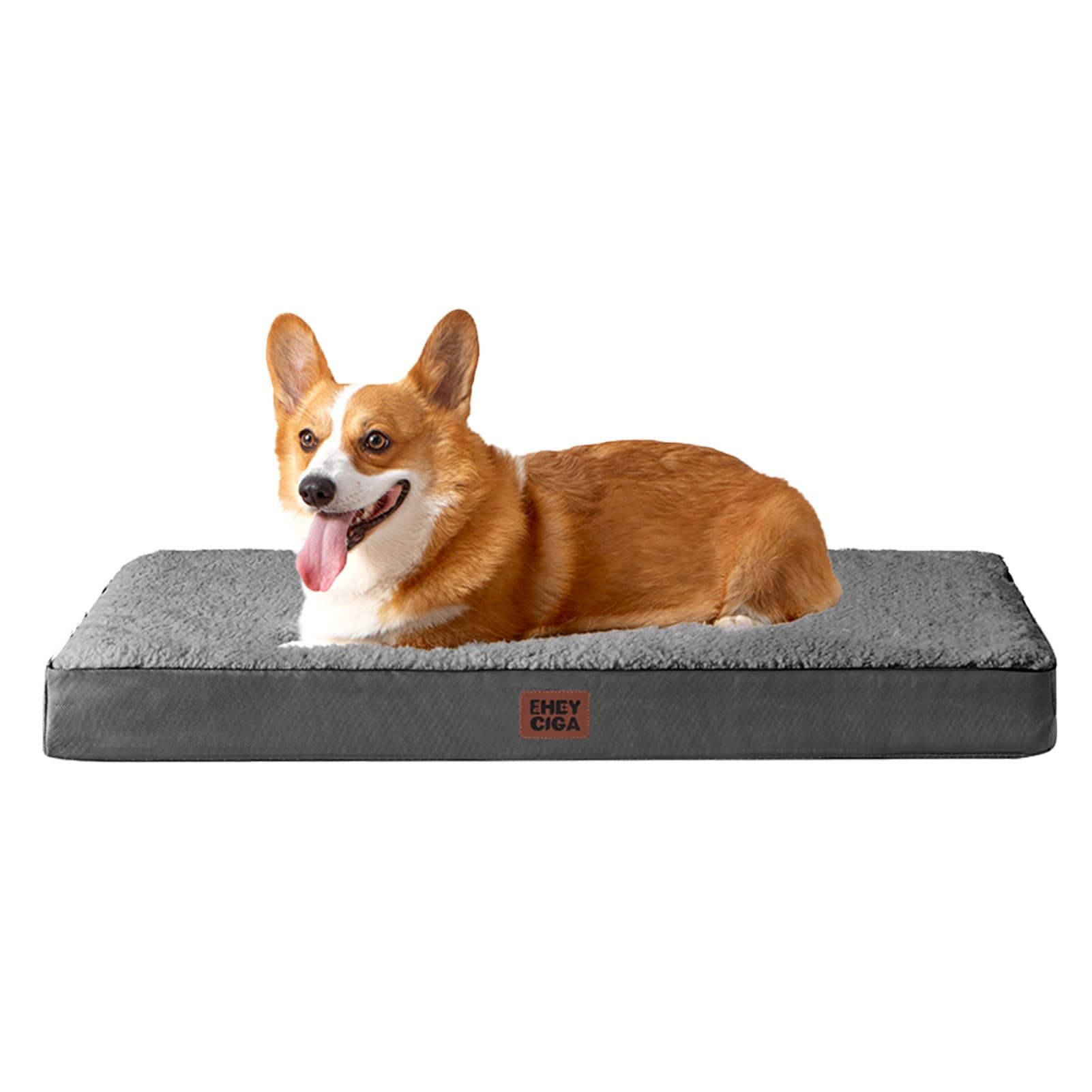 EHEYCIGA Cama Perros Grande Ortopédica, 89x58x9cm Colchon Perro con Espuma De Caja De Huevos, Colchoneta Perro Lavable, Dog Bed, Gris