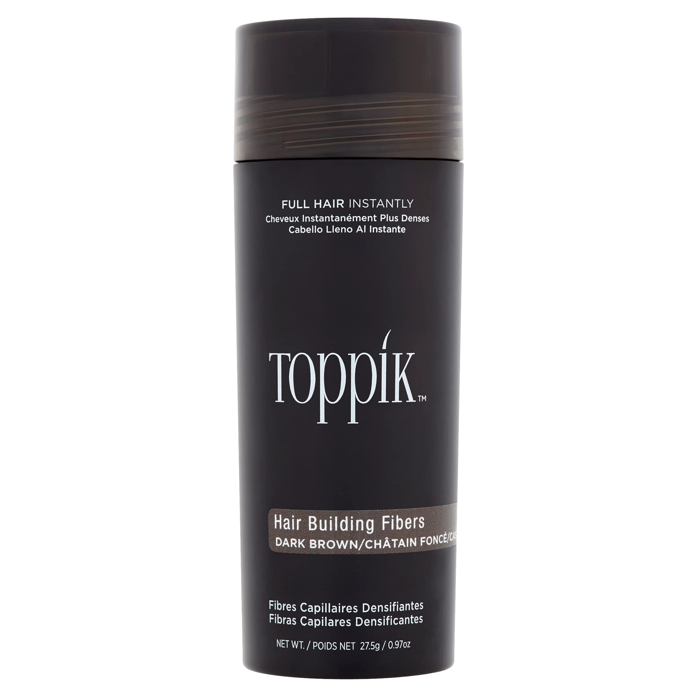 TOPPIK Fibres Capillaires Densifiantes à base de Kératine, Brun - Cheveux à l'Aspect Naturellement plus Epais – Pour densifier Racines, Ligne Frontale, Barbe, Calvitie