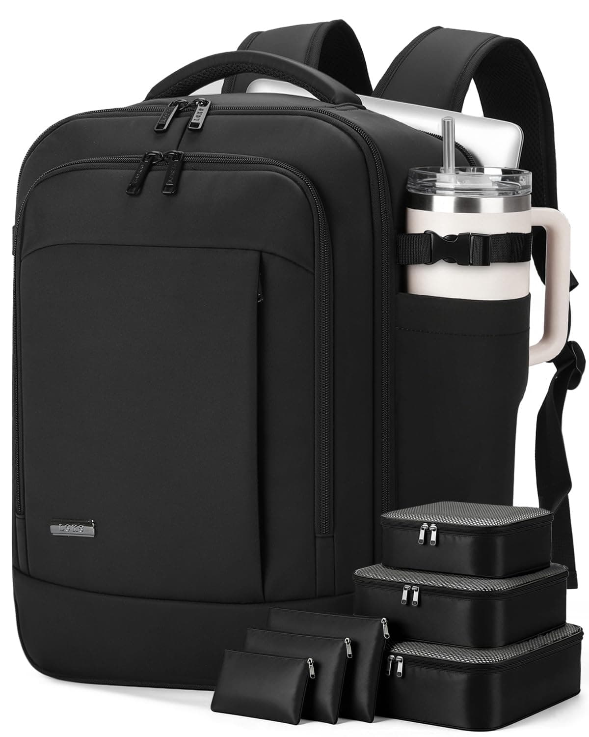 Lekespring Mochila 40x30x20 (24L), con Compartimento Húmedo y 6 Bolsas Organizadoras - Negocios y Escuela - Negro