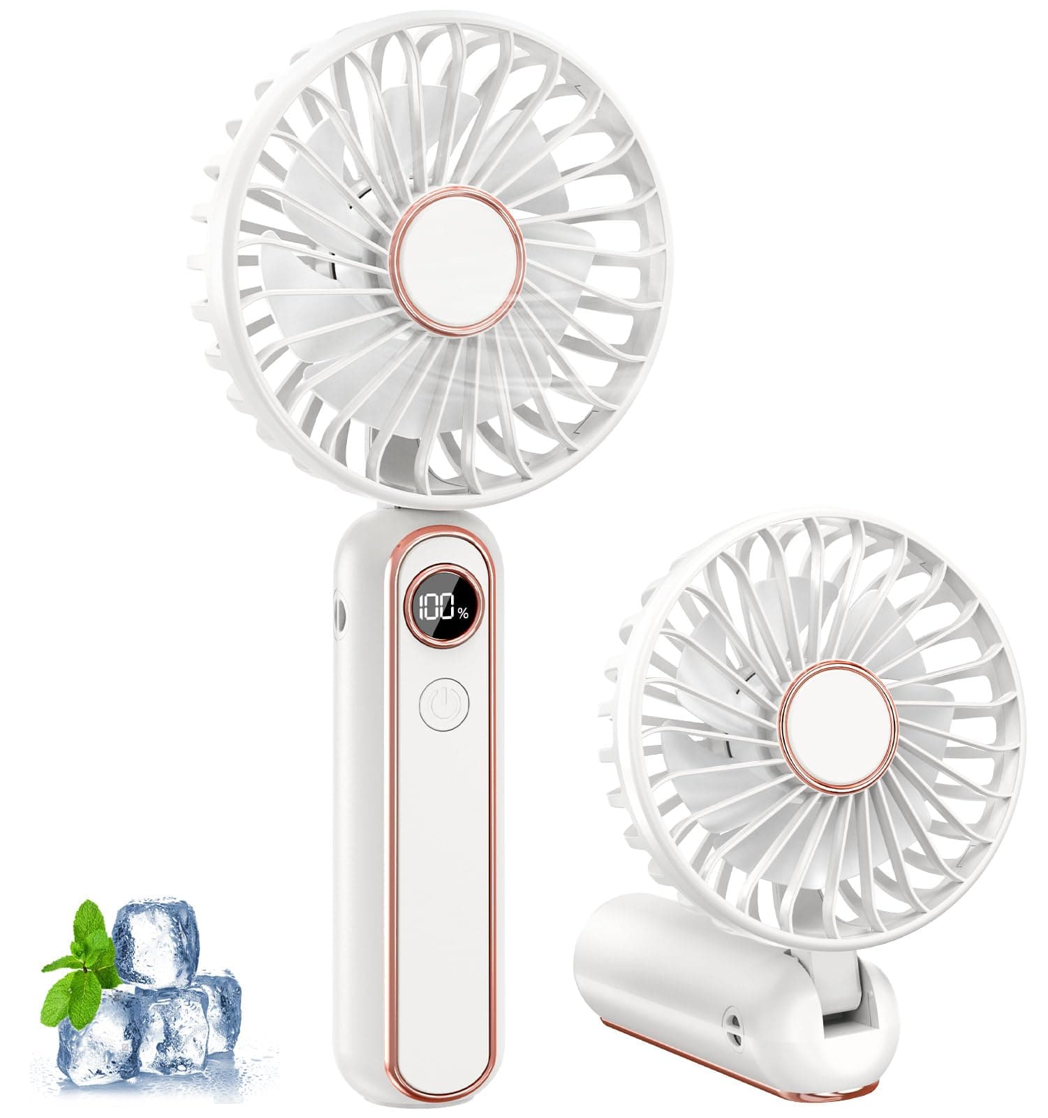 PALATALA Mini Ventilateur Portable, 6 Vitesses Ventilateur Portable a Main USB Rechargeable, Affichage LCD, Silencieux, Petit Ventilateur de Poche Pliable pour Voyage, Bureau, Maison, Extérieur