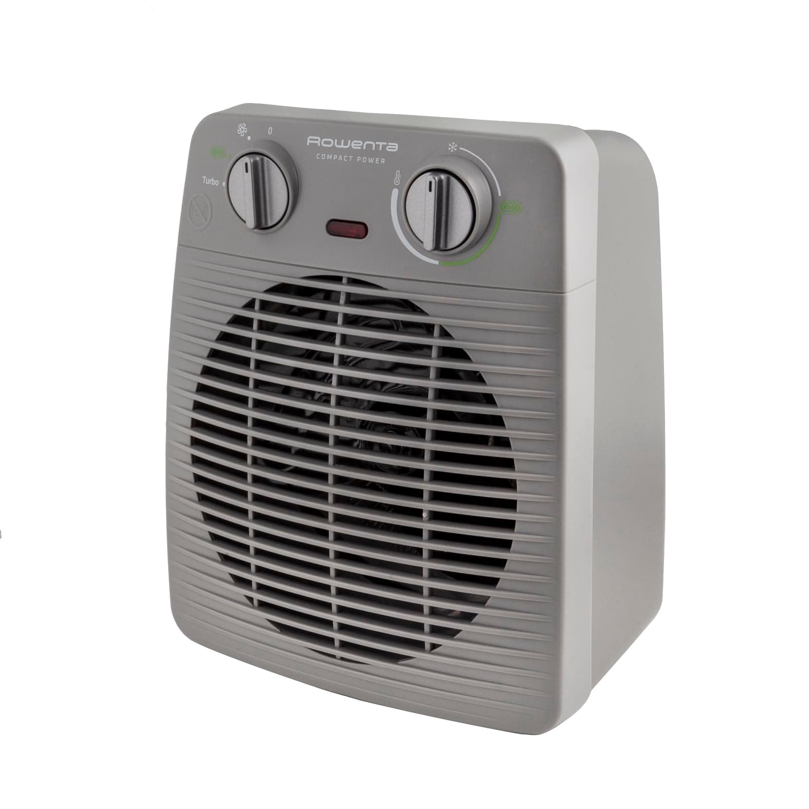 Rowenta Compact Power, calefactor, calentamiento rápido, SO2212 | Silencioso, Ajustes personalizables, Controles sencillos y distribución uniforme del calor, Fácil de transportar, Color: Gris