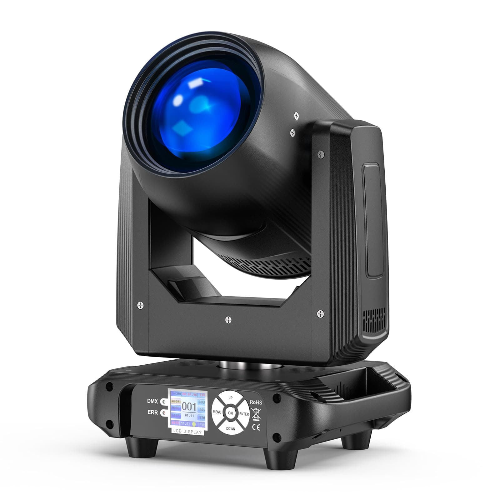 Lyre LED 200W Tête Mobile RGBW Beam Lumière de Scène, Focalisation Electronique 14 Patterns dmx512 Lampes de Fête 18 Prismes Rotation 360° Effet Arc-en-ciel Pour Noël DJ Discothèque Bar Mariage