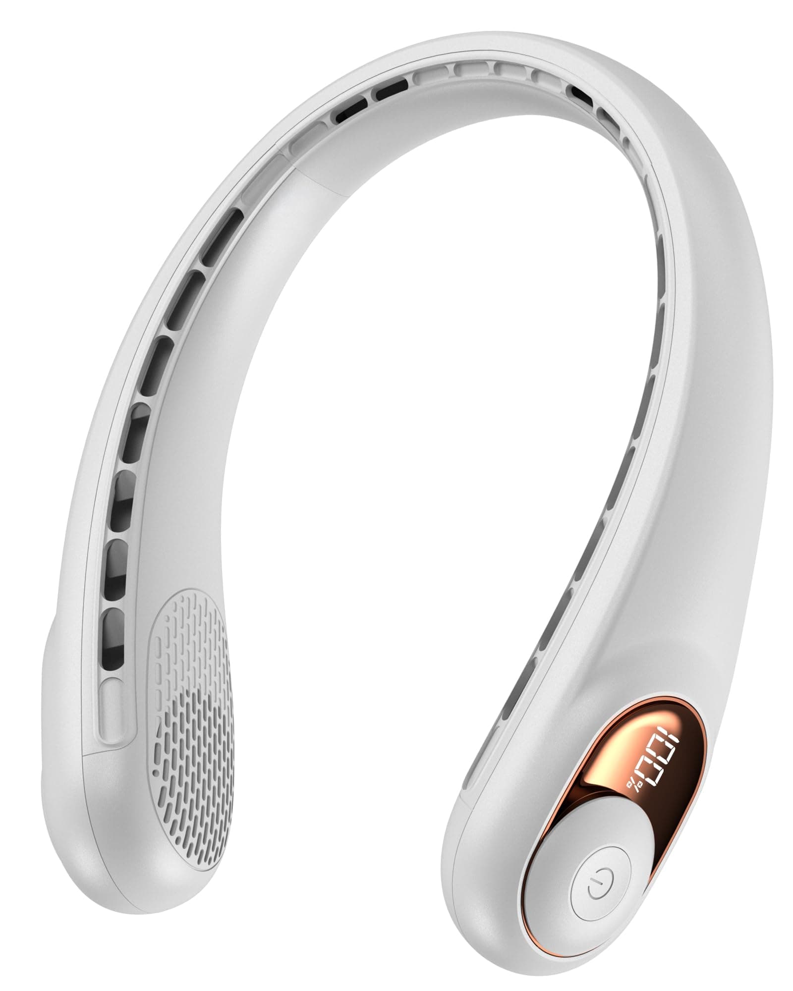 KIDEE Ventilateur de Cou Sans Pales, Ventilateur Portable Cou 360°, 3 Vitesses, Batterie Rechargeable USB 4000 mAh, Super Silencieux, Ventilateur de Cou Mains Libres Ivory White