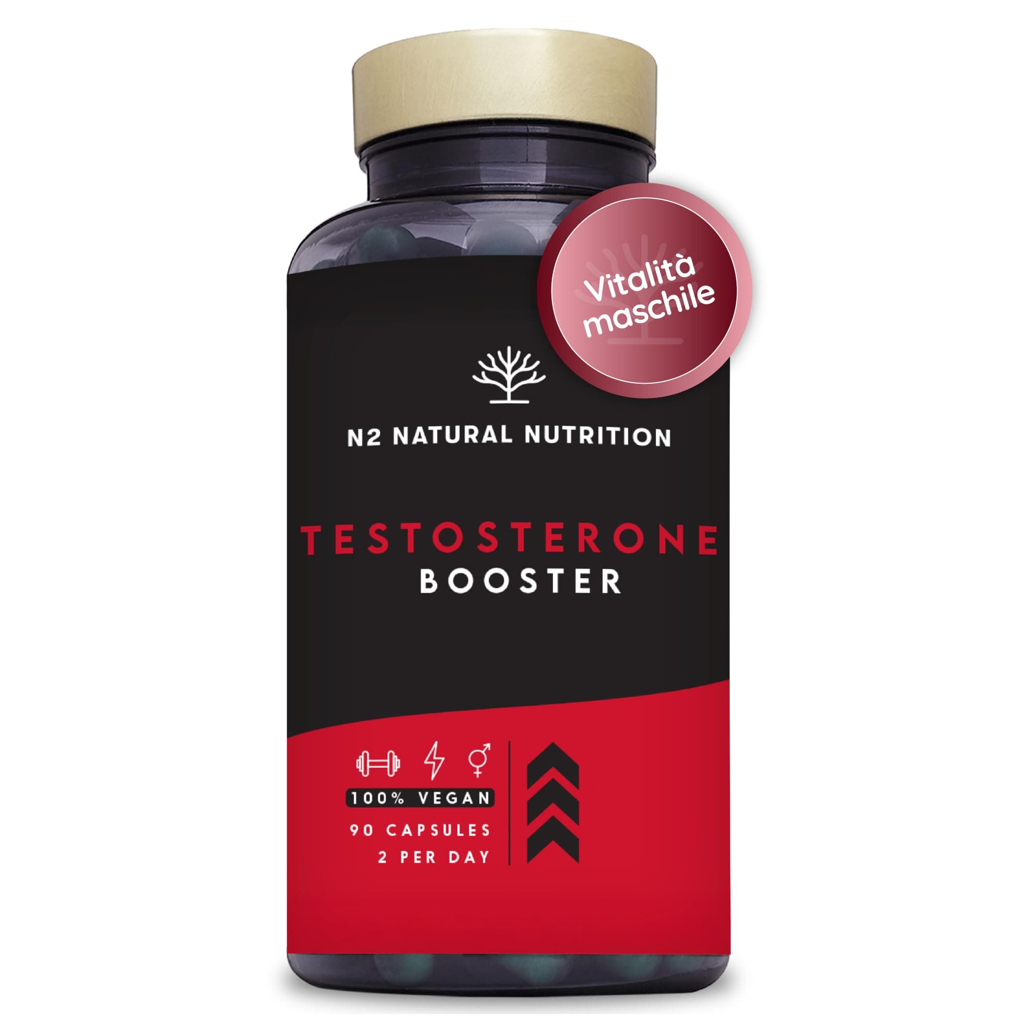 Integratore Alimentare Uomo con Maca, Ginseng, Fieno Greco, Zinco e Vitamina B6. 90 Capsule. N2 Natural Nutrition