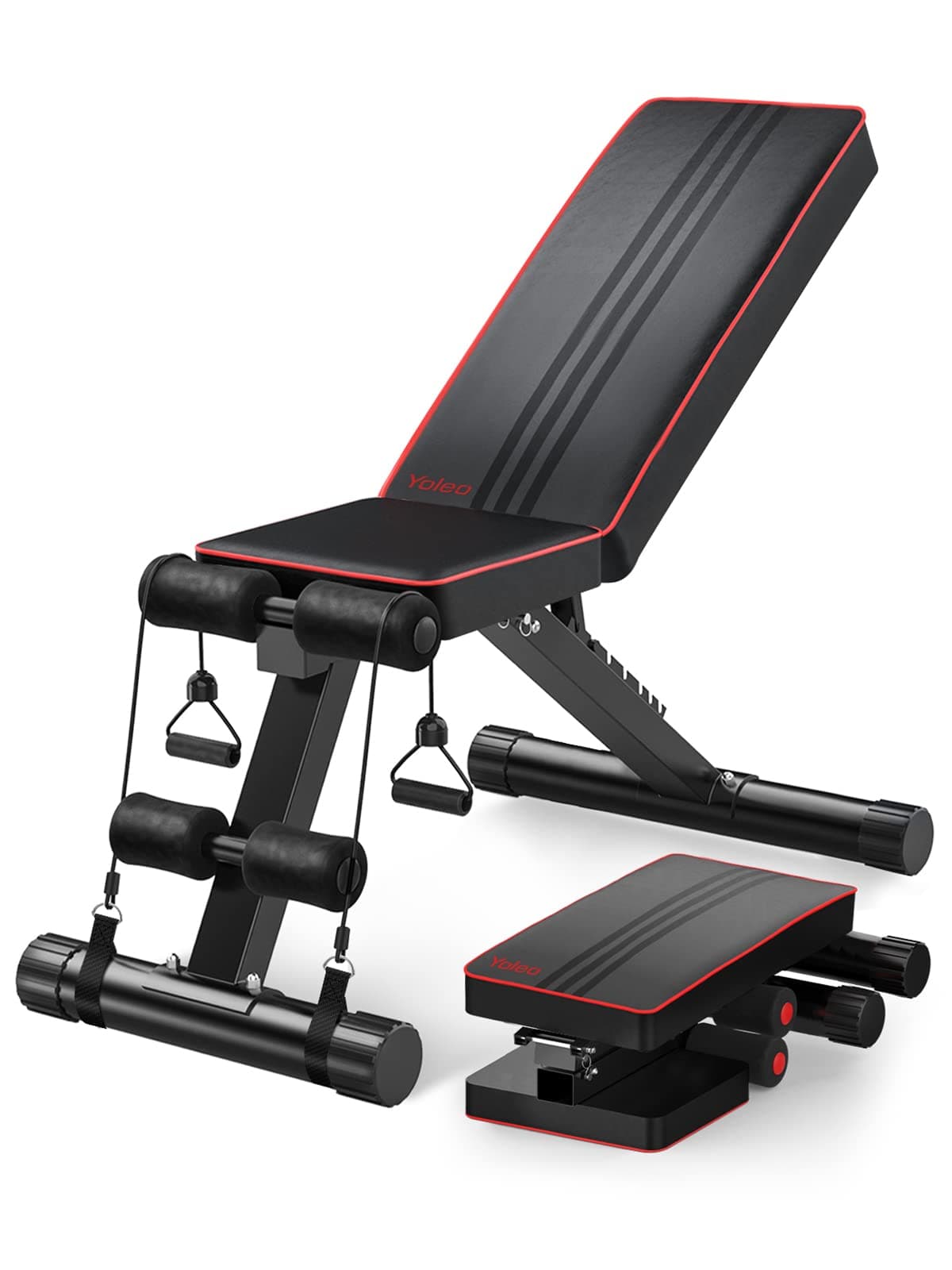 YOLEO Banc de musculation Réglable pour Salle de Sport à Domicile, Certifié ENISO pour une Charge Maximale de 375 kg, Pré-assemblé à 98%, Banc Musculation Pliable avec 84 Positions