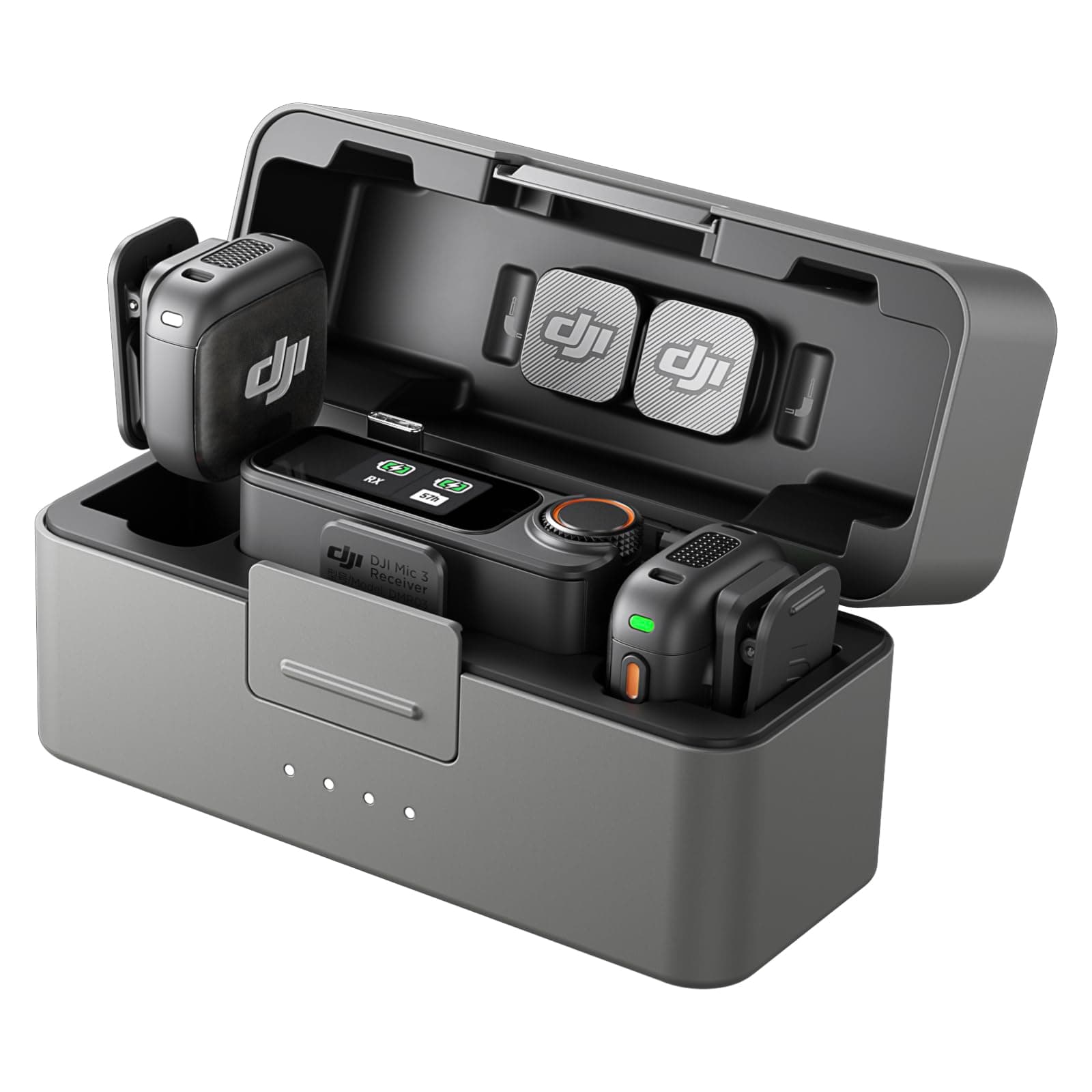 DJI Mic 3 (2 TX + 1 RX + Boîtier de Recharge), Microphone sans Fil pour iPhone/caméra/Android, ultraléger, contrôle de Gain adaptatif pour Un Volume équilibré, 28 h d’Utilisation, Vlog