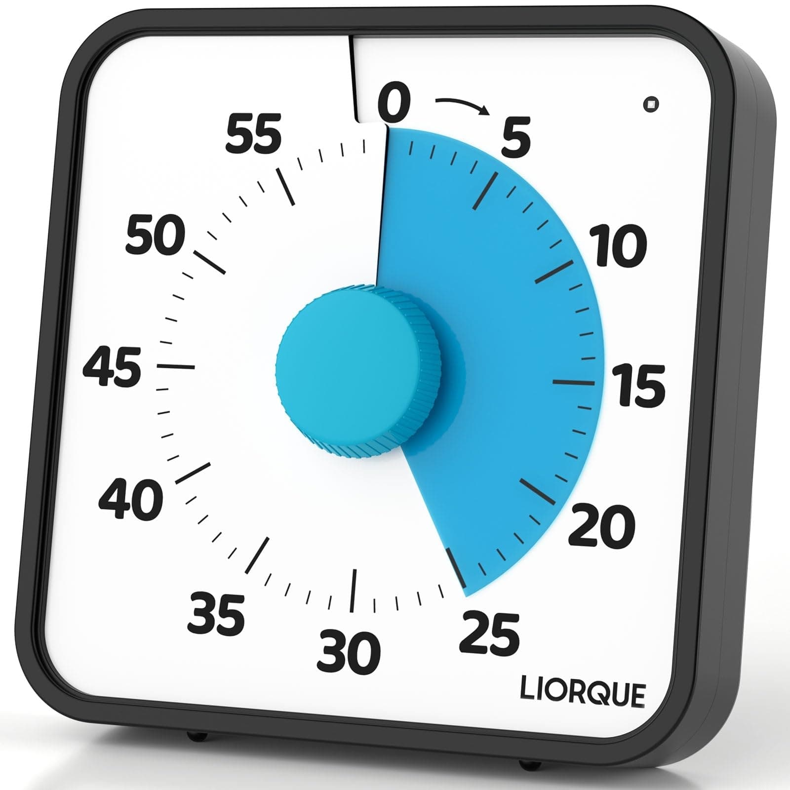 LIORQUE Grand Minuteur Visuel 19cm Aimante, Silencieux sans Tic-Tac | 60 Minutos, Son-Lumière-Vibration, 3 Niveaux Volume, Support Aimanté Pliable, Piles Incluses