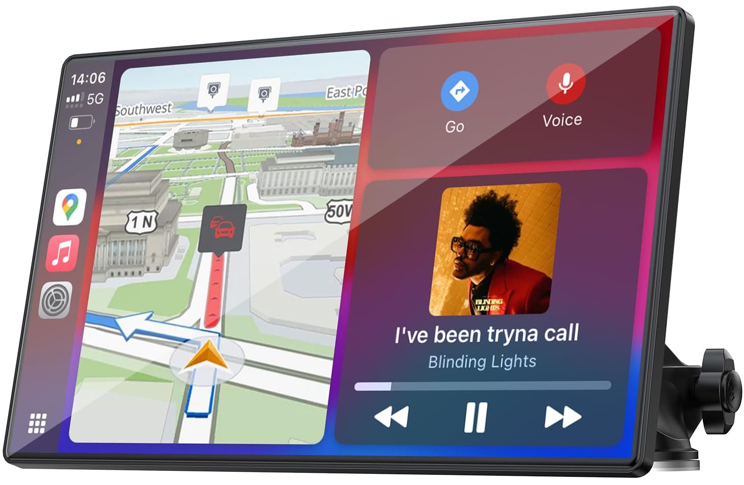 LAMTTO Écran Voiture Carplay sans Fil Android Auto & A-pple Carplay, 9 Pouces Portable Autoradio Car Play Voiture sans Fil avec Écran Tactile/Navigation/Bluetooth/Mirror Link/Assistant Vocal/AUX/FM
