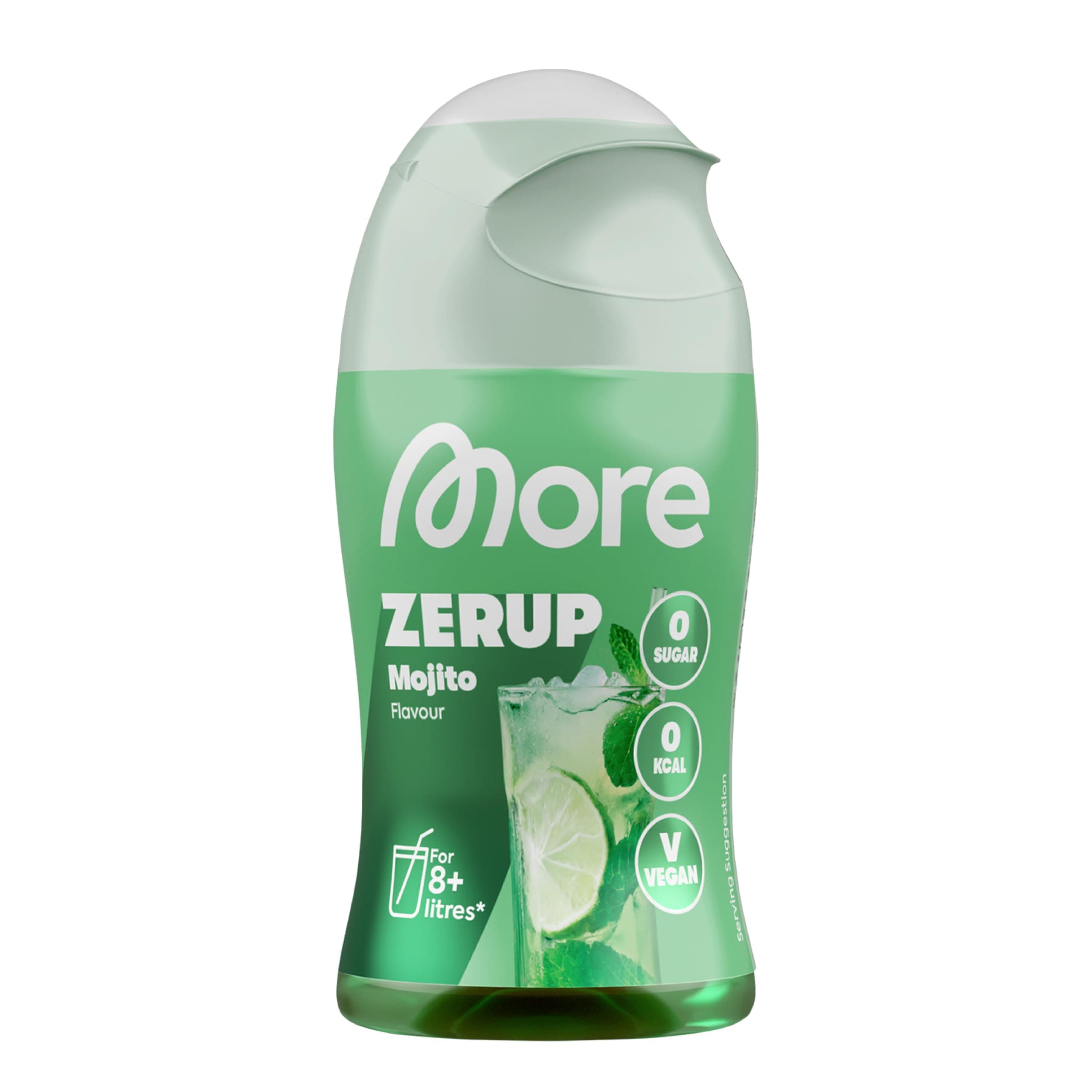 MORE Zerup, Mojito, 65 ml, für bis zu 8 l Fertiggetränk, zuckerfreier Sirup mit u.a. echten Fruchtextrakten, vegan, zero Kalorien - made in Germany | Null Kalorien Sirup u.a. Mit echten Fruchtextrakten, ohne Zuckerzusatz