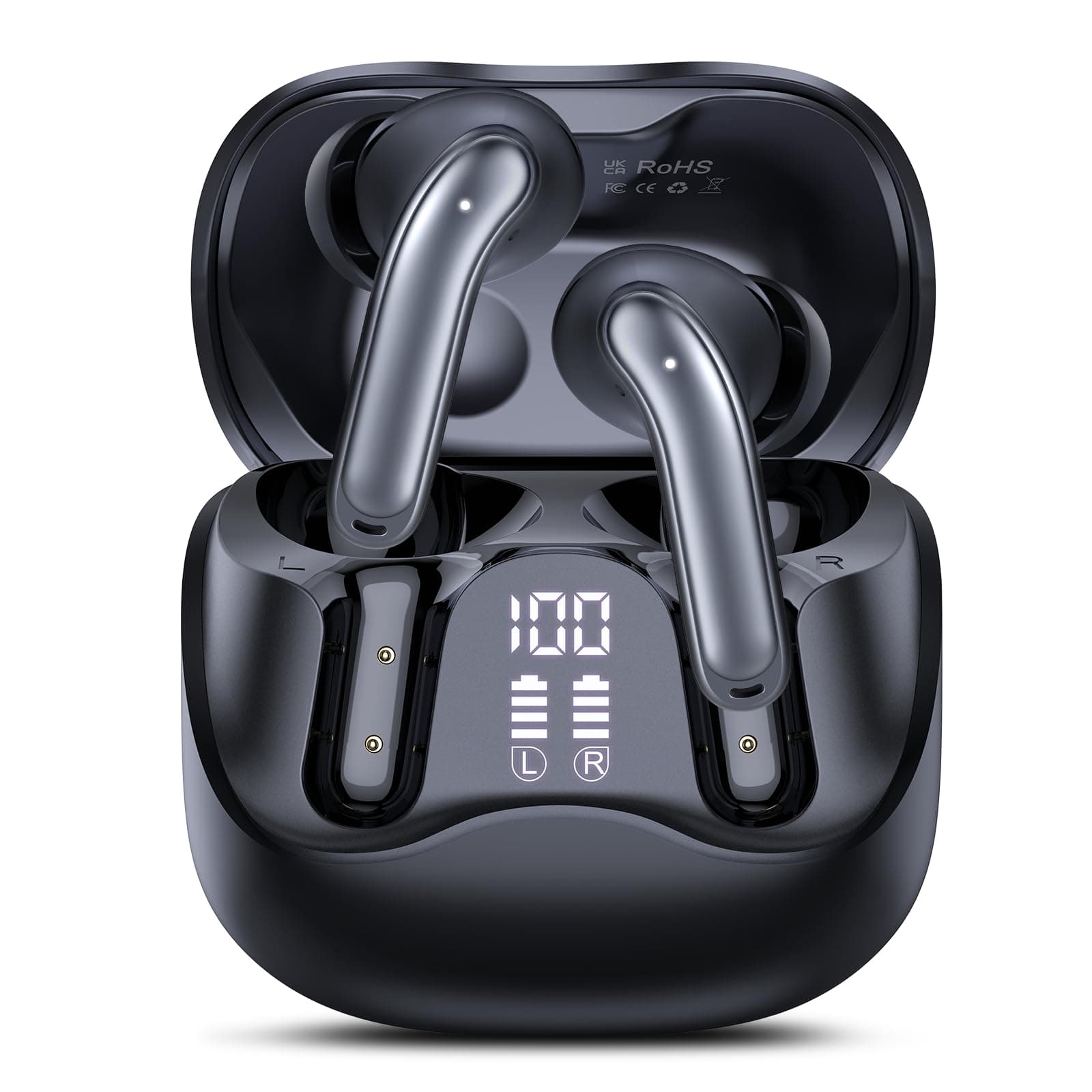 DUCOCUB Écouteurs sans Fil Bluetooth 5.4 Réduction de Bruit ANC Hi-Res 49H | Reducteur de Bruit Hybride Écouteurs avec App, Stéréo, 6 Mic Appels Clairs, Charge sans Fil pour musique, travail, voyages
