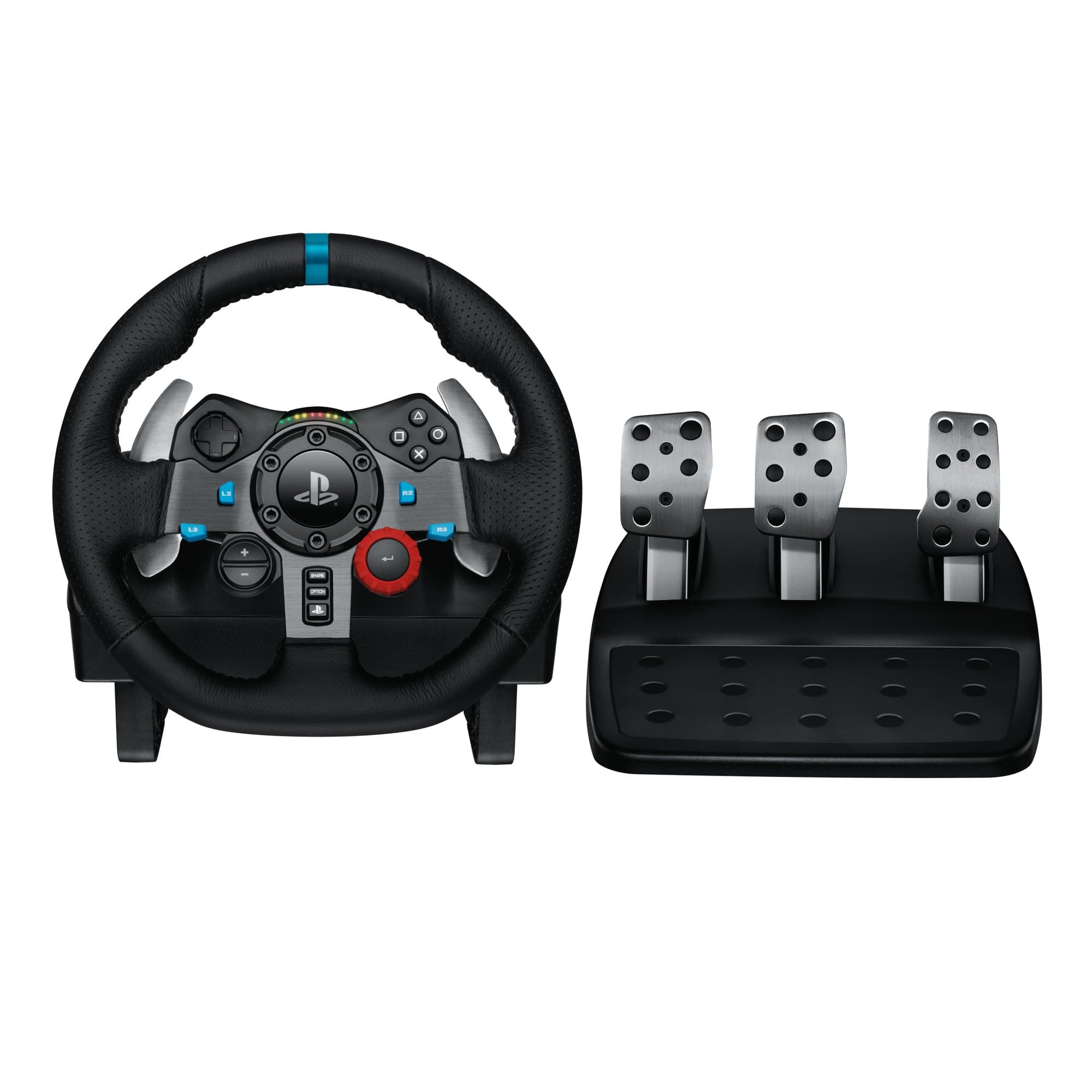 Logitech G G29 Driving Force volant et pédales pour Playstation & PC | Retour de force réaliste, leviers en acier inoxydable, couverture de volant pour PS5, PS4, PC, Mac - Noir