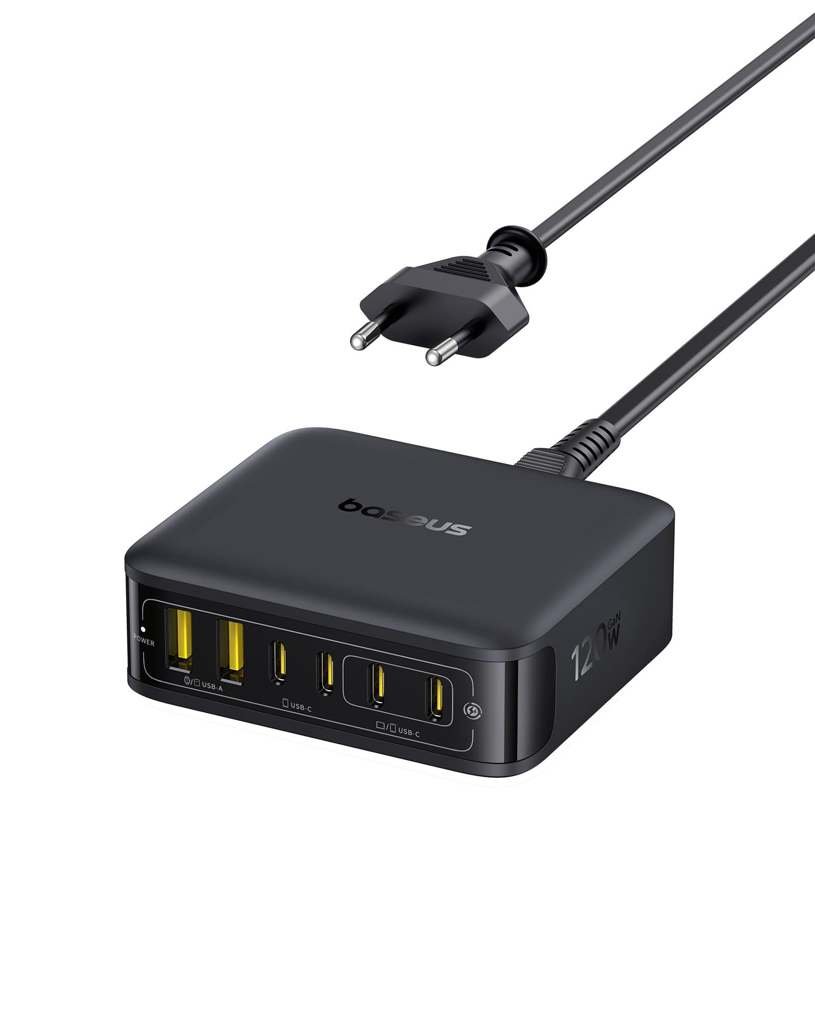Baseus Cargador USB C 120W, Estación de Carga Rápida con 6 Puertos, para iPhone 17/16/15 Serie, MacBook Air, Galaxy, iPad, und Mehr