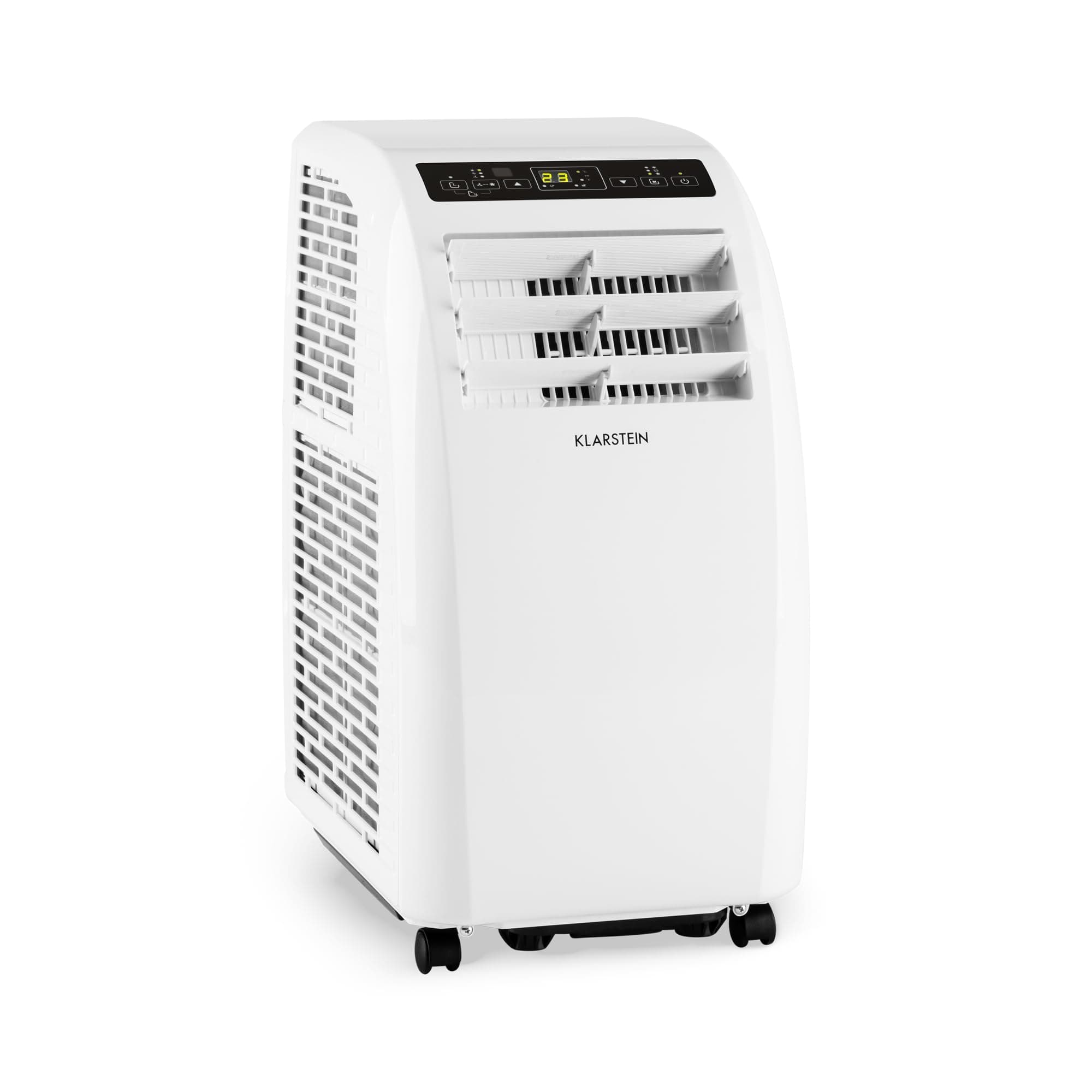 Klarstein Climatiseur Mobile Silencieux, 4 en 1, Mode Nuit, Déshumidificateur, Ventilateur, Mini Climatisation à Faible Conso, Evacuation, Clim Portable, Puissante, 10000 BTU