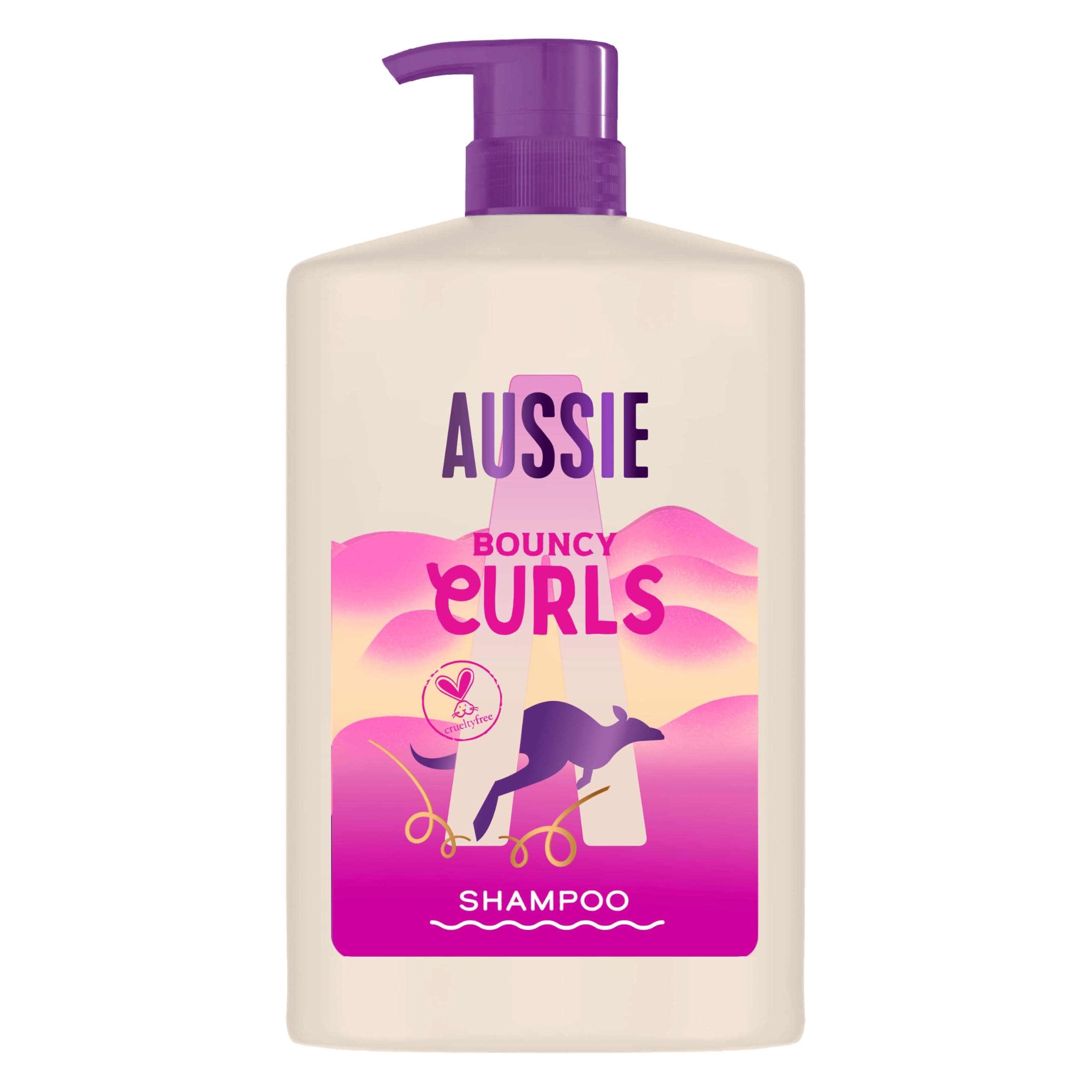 Aussie Bouncy Curls Shampooing 1000ml, Nettoie Doucement et Hydrate les Cheveux Bouclés et Ondulés, Infusé d'Huiles de Jojoba, Coco et Macadamia, Sans Silicone, Végane