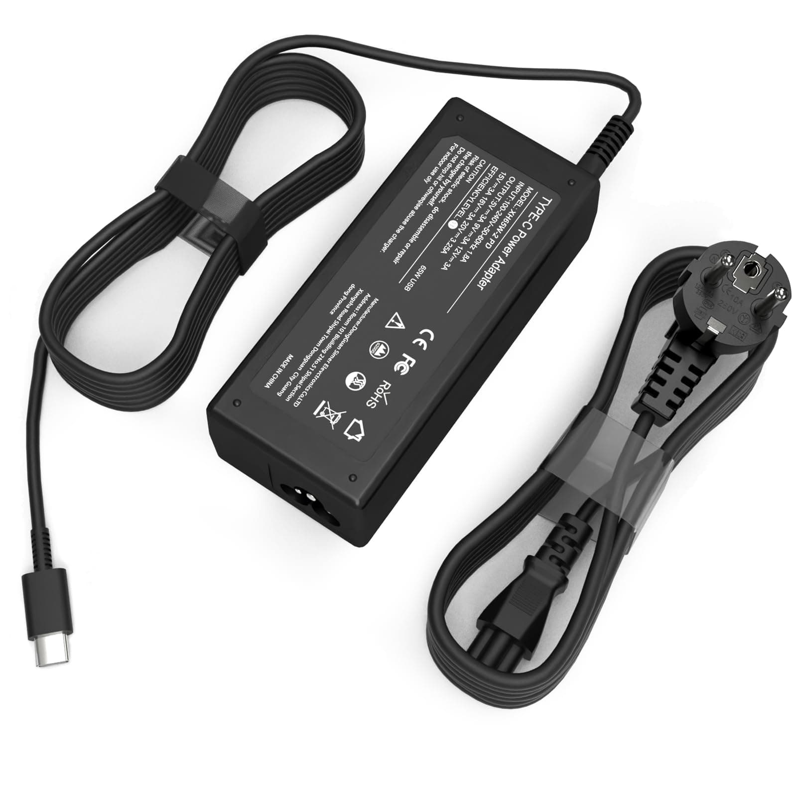 65W Chargeur Ordinateur USB C Compatible avec Lenovo ThinkPad T14 L14 T480 T490 Carbon X1 HP Envy Spectre Acer Dell ASUS Huawei MacBook Pro Samsung LG 45W Type C Chromebook Portable Adaptateur