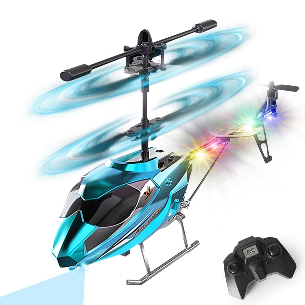 VATOS Elicottero RC Elicottero telecomandato 2.4G con luce LED, altezza fissa, decollo con un solo tasto, aerei RC per interni festival per ragazzi ragazze