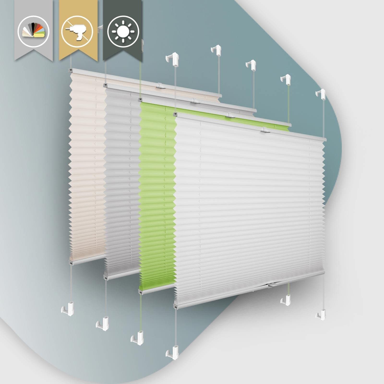 Buseu Plissee ohne Bohren Klemmfix 80x120cm(BxH) Weiß Jalousie Sichtschutz Sonnenschutz Easyfix Faltrollo Blickdicht und Lichtdurchlässig Moderne Rollo für Fenster & Tür Plisseestoff