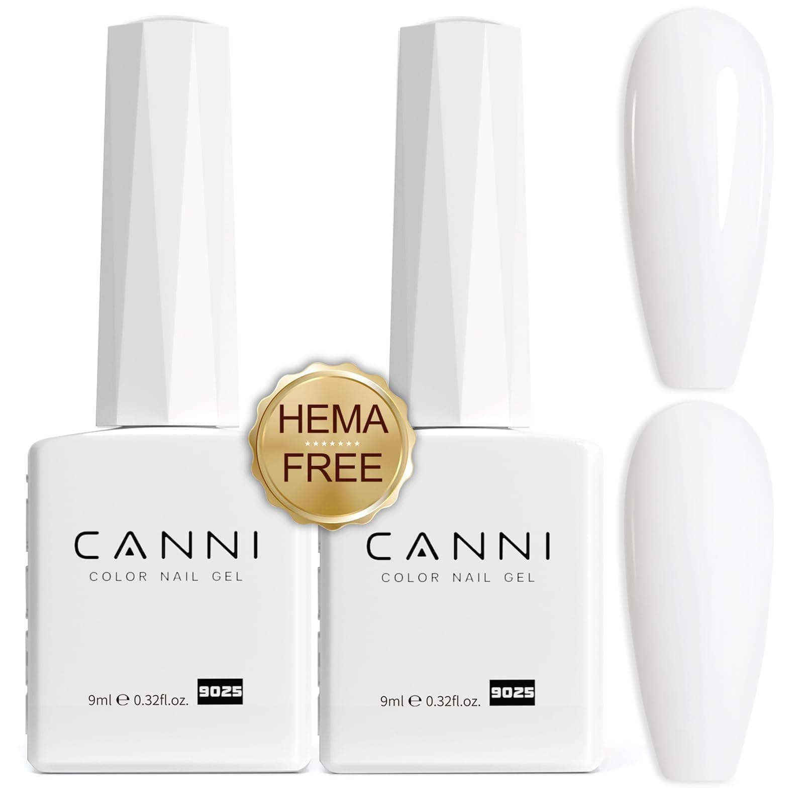 CANNI Vernis à Ongles UV Gel Semi Permanent 9ml | 2 x Blanc Longue tenue Soak Off Gel Nail Polish DIY Manucure Nail Art Naturel French