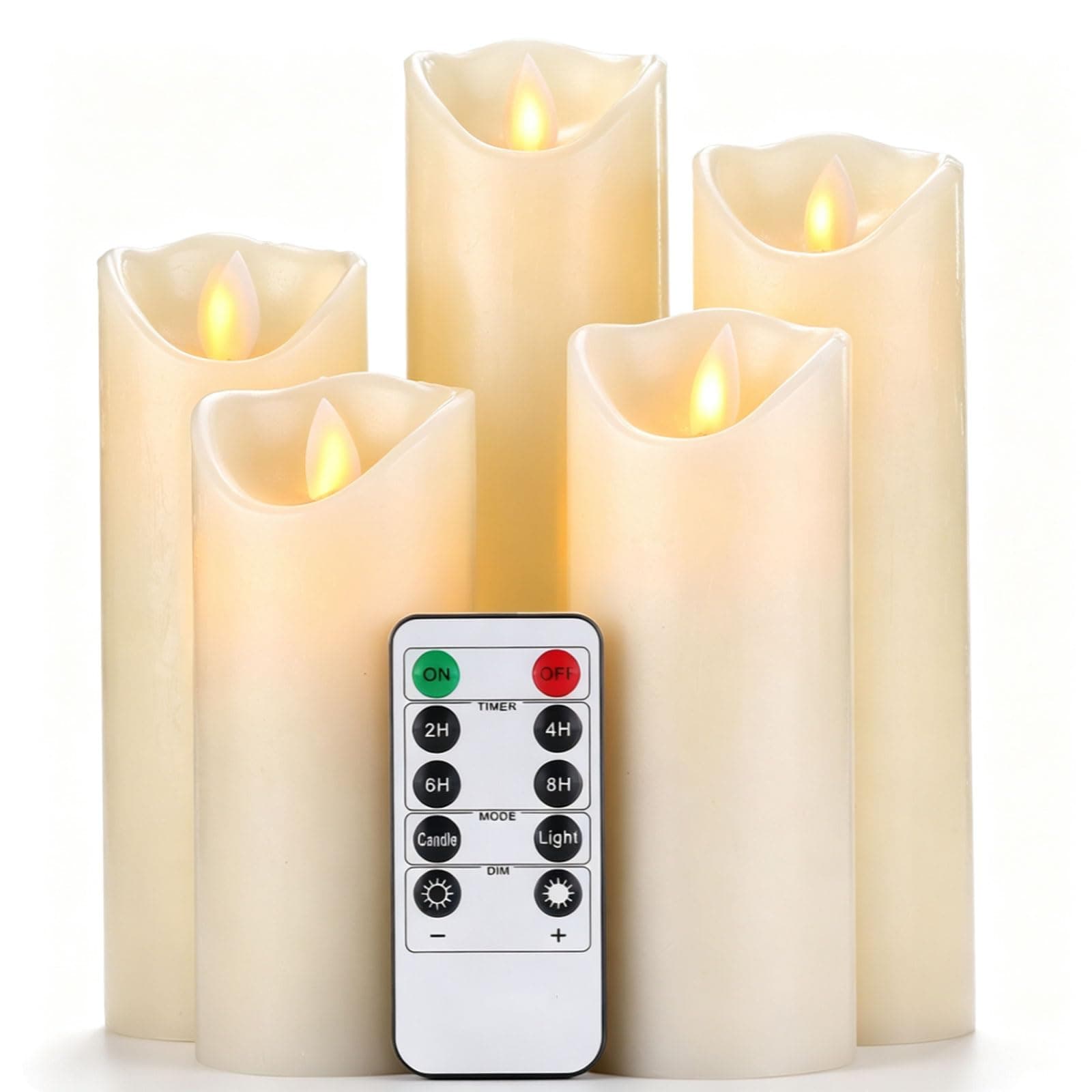 5 Bougies LED en Cire Ivoire Flamme Oscillante Réaliste, Paraffine Premium Douce, Télécommande Incluse, Réutilisables Écologiques Économes, Diamètre 5,5cm pour Déco Intérieure et Festive