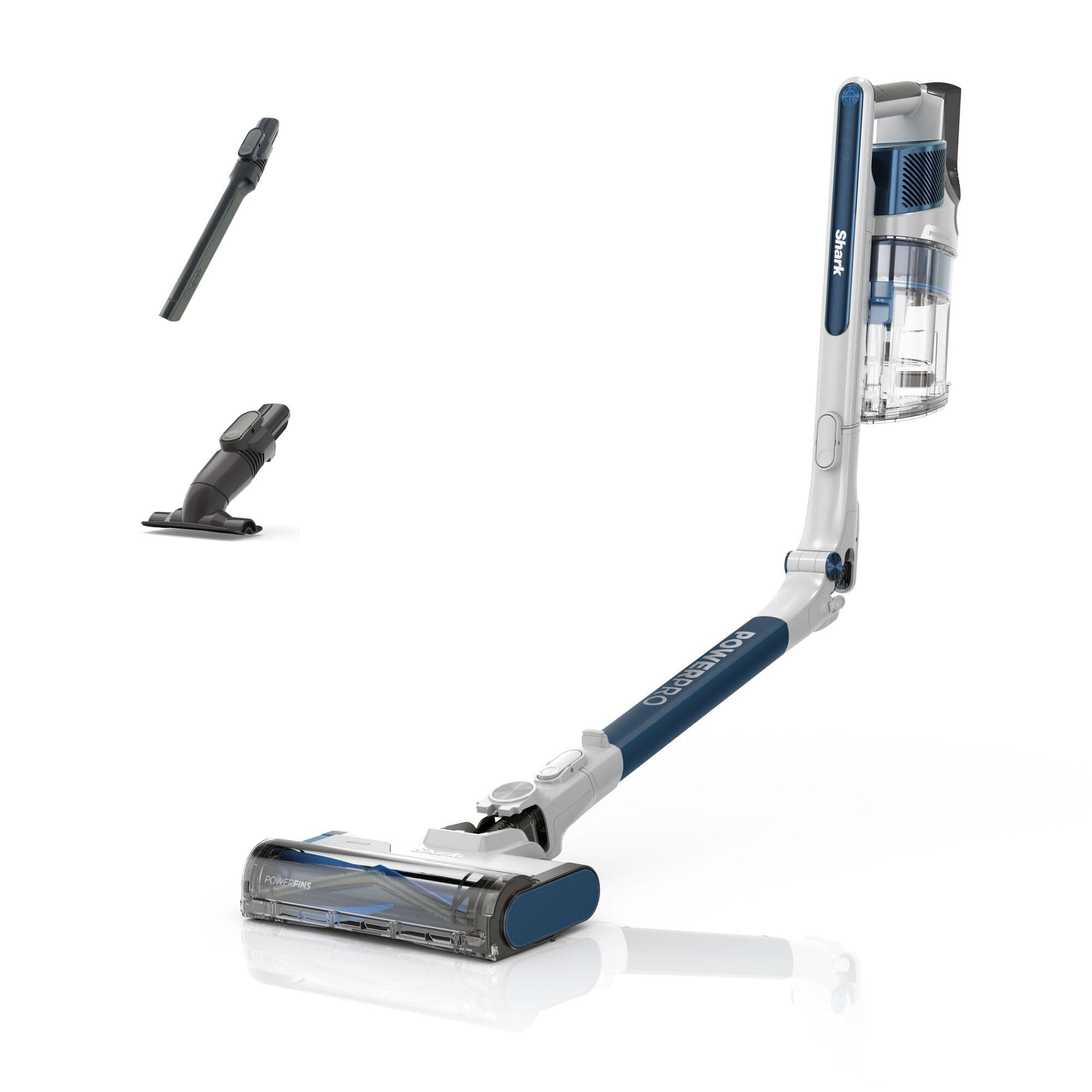 Shark PowerPro Aspirateur sans Fil, Technologie FloorDetect, Anti-emmêlement, Système Anti-allergène, Léger, Flexible, Mode Portatif, 50 Min d’autonomie, Bac à poussière XL, Bleu Métallisé IZ380EU