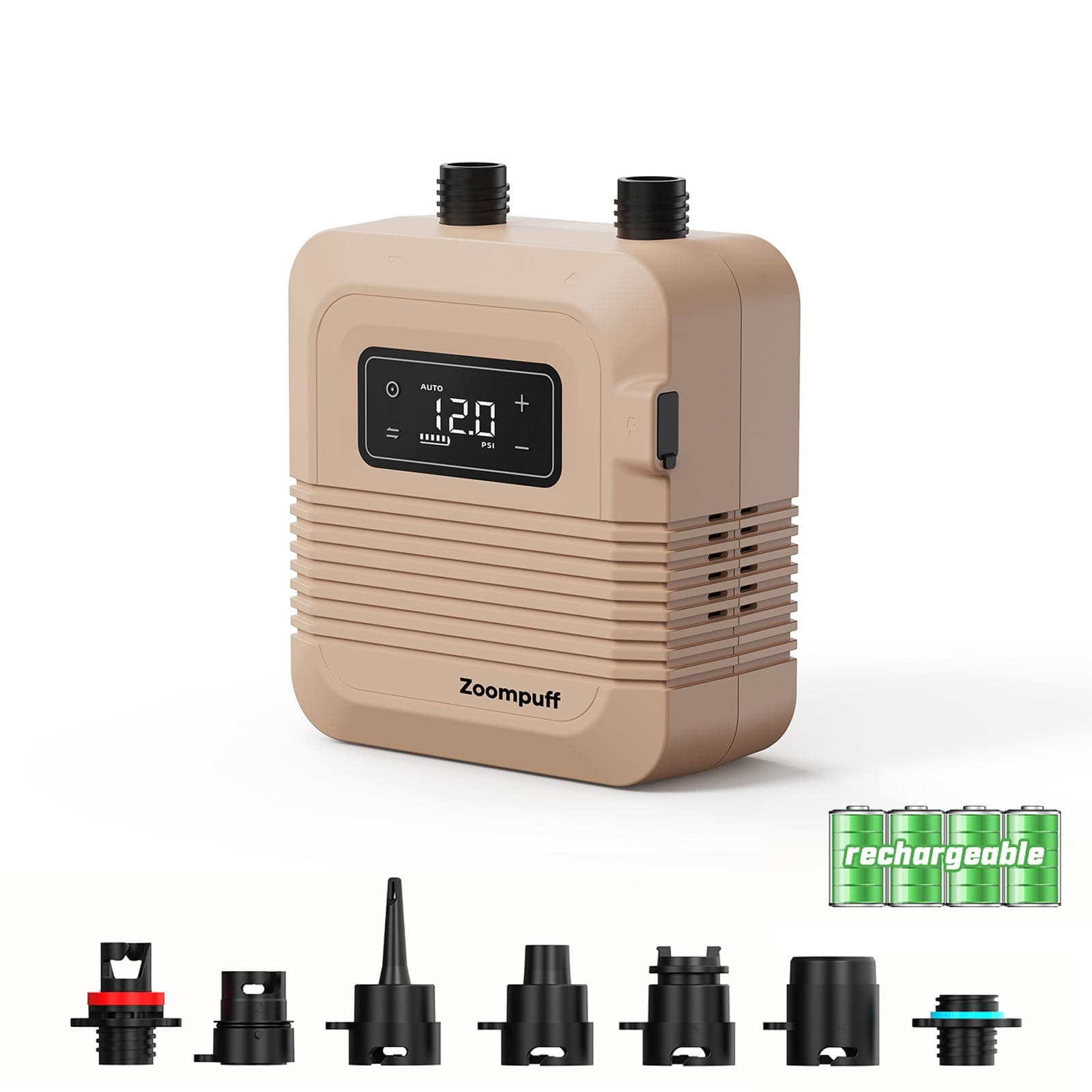 Zoompuff Pompa elettrica per SUP ad alta pressione, 20 psi, gonfiaggio e sgonfiaggio intelligente a doppio stadio, spegnimento automatico, ricaricabile, per paddleboard, gommoni, kayak