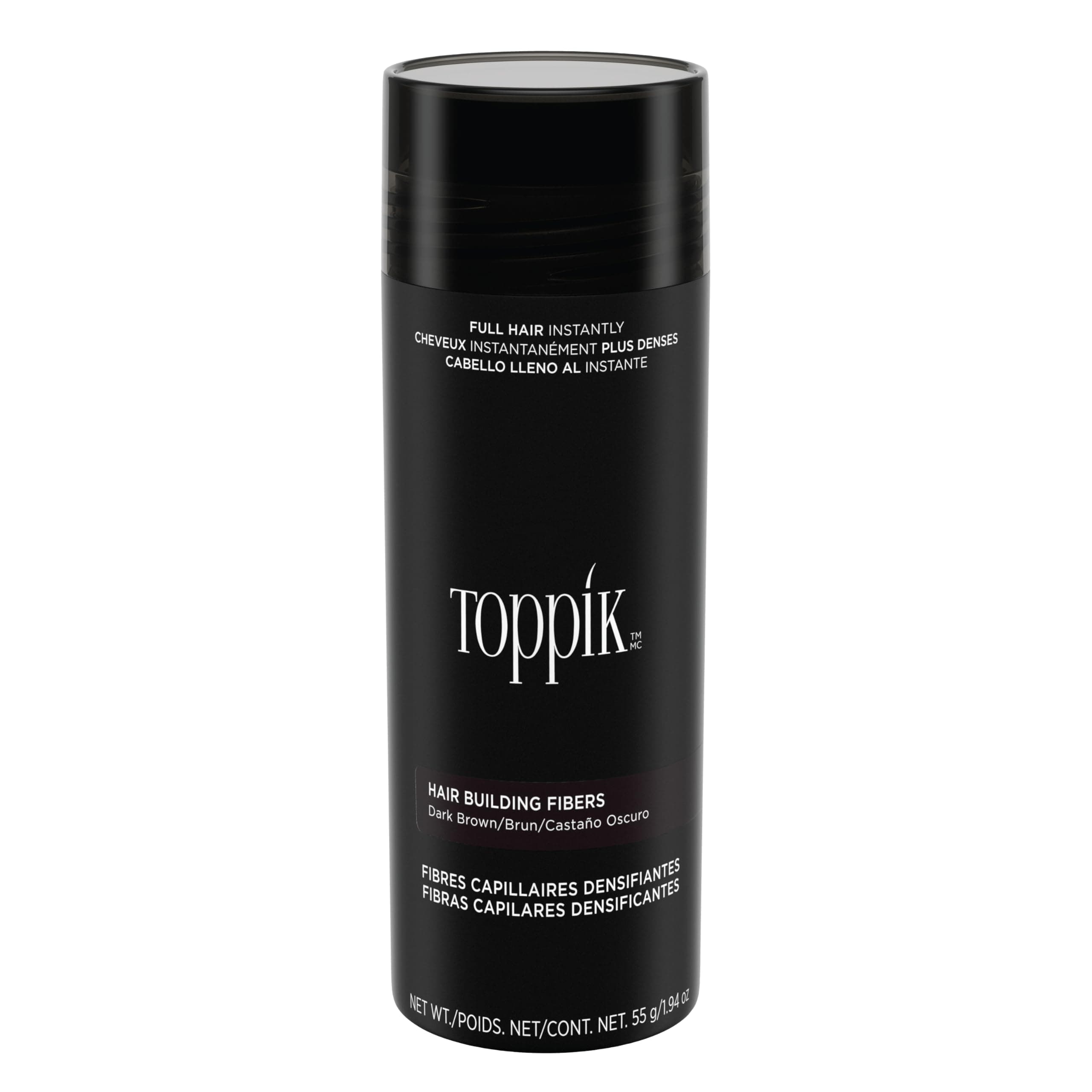 TOPPIK Fibres Capillaires Densifiantes à base de Kératine, Brun - Cheveux à l'Aspect Naturellement plus Epais – Pour densifier Racines, Ligne Frontale, Barbe, Calvitie