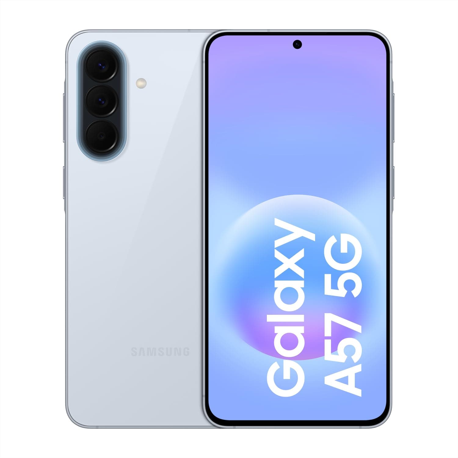 Samsung Galaxy A57 5G, Schlankes AI-Smartphone, Awesome Intelligence, 256 GB Speicherplatz, 50 MP Weitwinkel-Kamera, Bis zu 2 Tage Akkulaufzeit, IP68, Awesome Icyblue, 2,5 Jahre Herstellergarantie