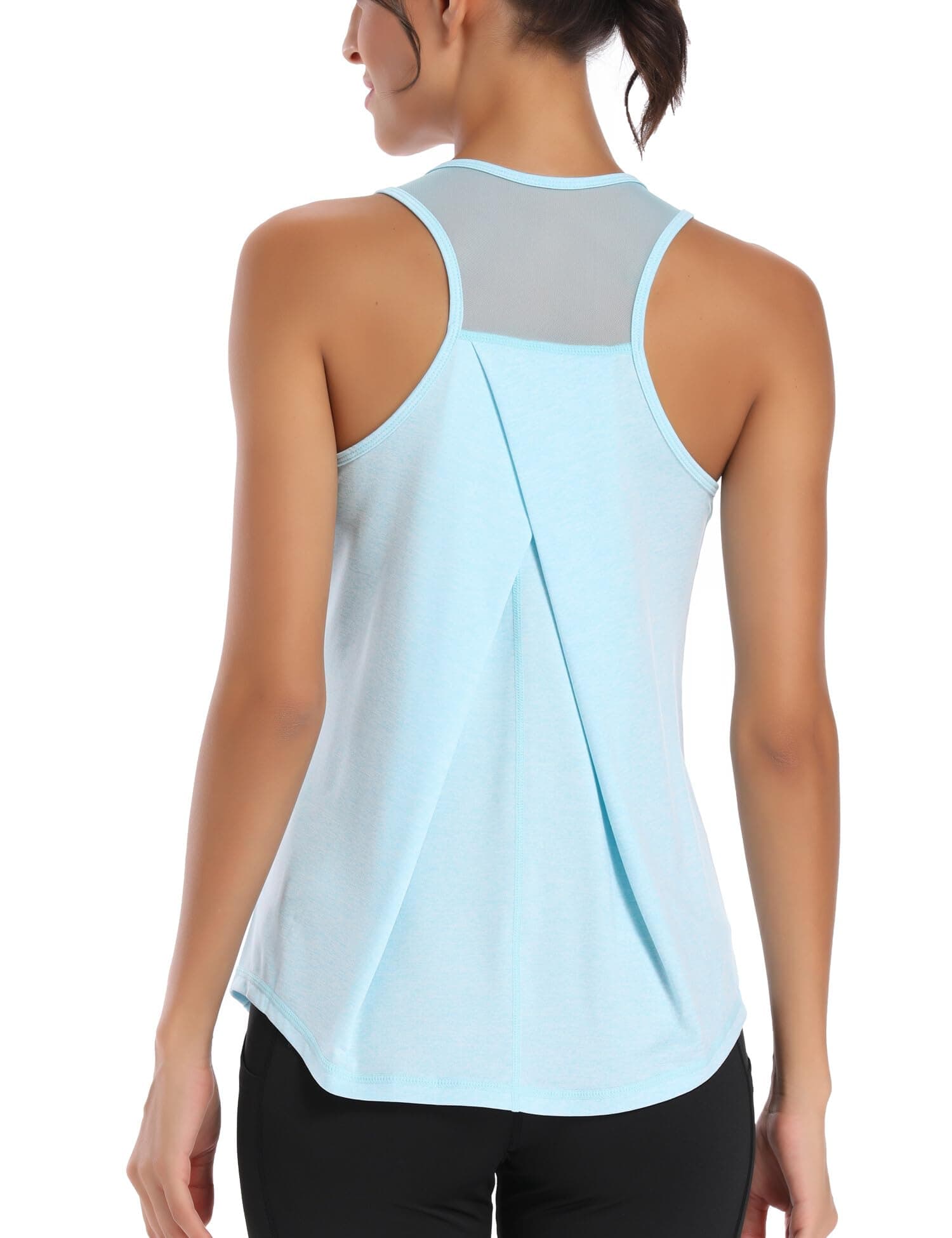 Dawnrole Palestra Donna Gym Top Senza Maniche in Rete Yoga Corsa Camicie Atletiche