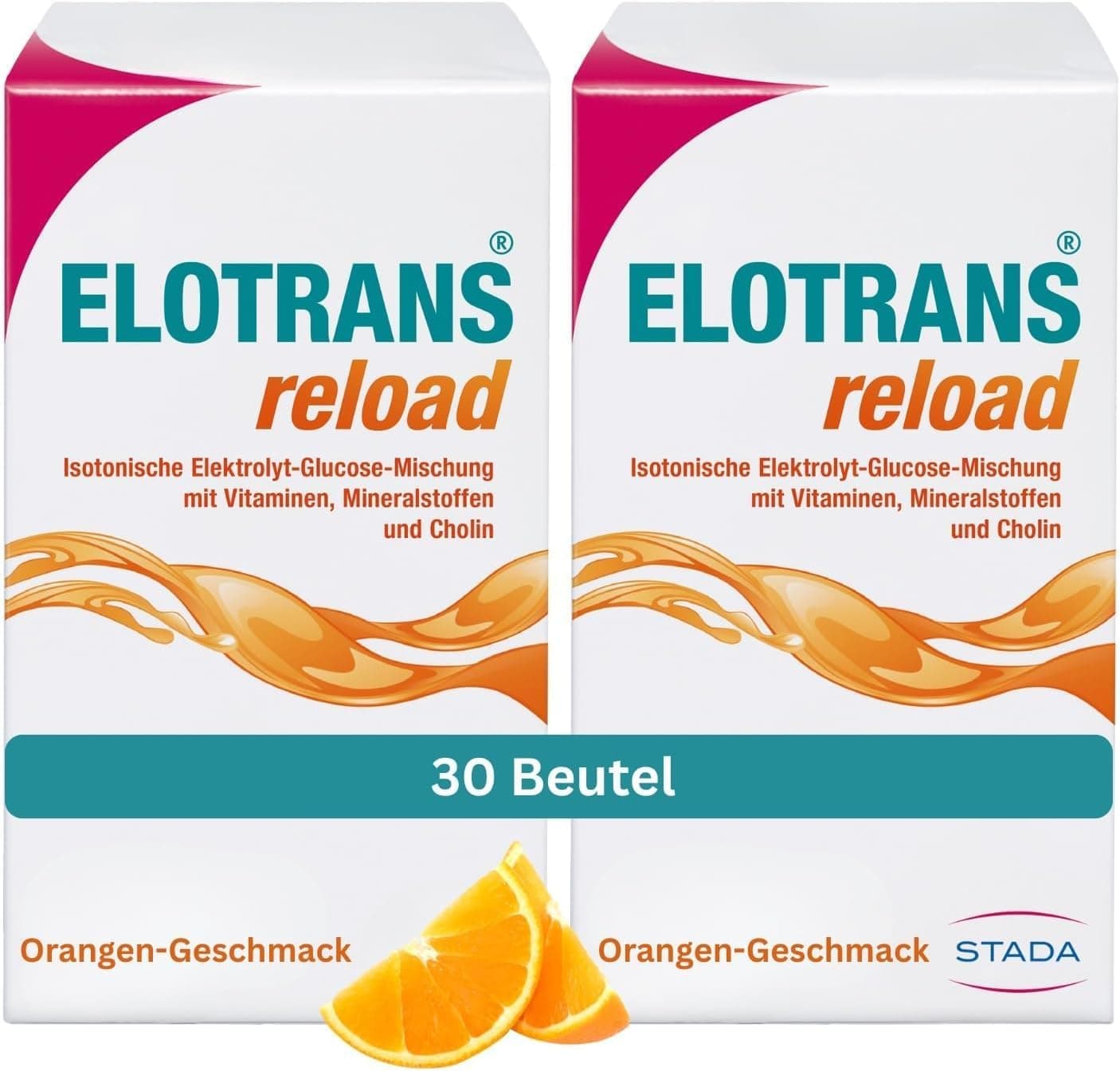 ELOTRANS reload - isotonische Elektrolyt-Glucose-Mischung - Nahrungsergänzungsmittel mit Magnesium, Kaliumchlorid, Cholin und B-Vitaminen - 2 x 15 Beutel, Big Pack