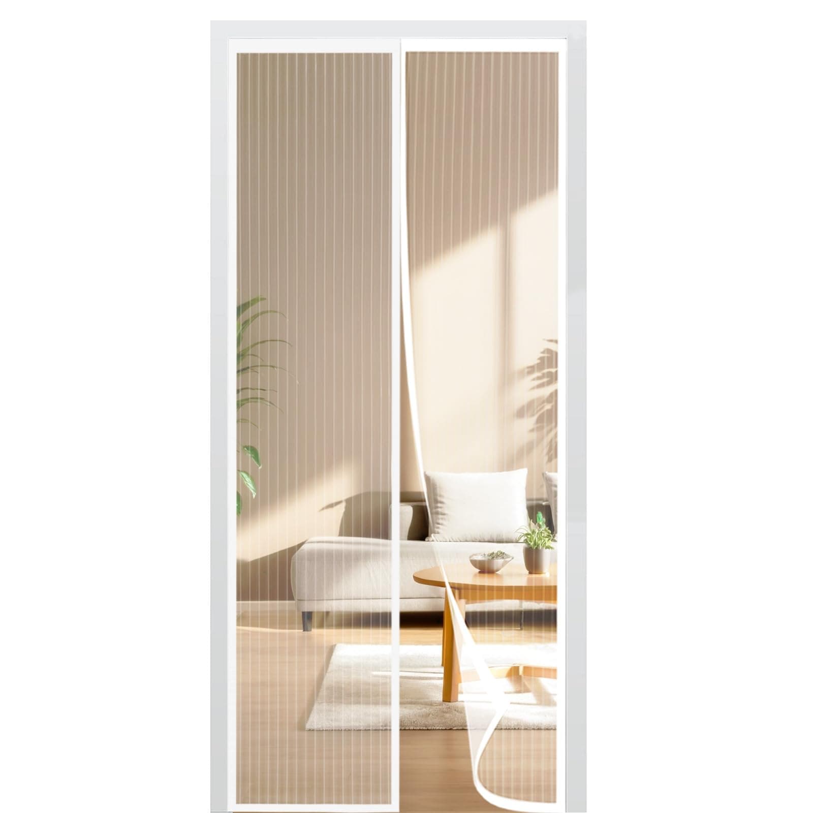 BUIRTLY Moustiquaire Porte Fenetre Magnetique 180x220㎝, Rideau de Porte Anti Moustique, Fermeture Automatique Aimantée Pour Portes de Balcon, de Cave et de Terrasse, sans perçage (Blanc)