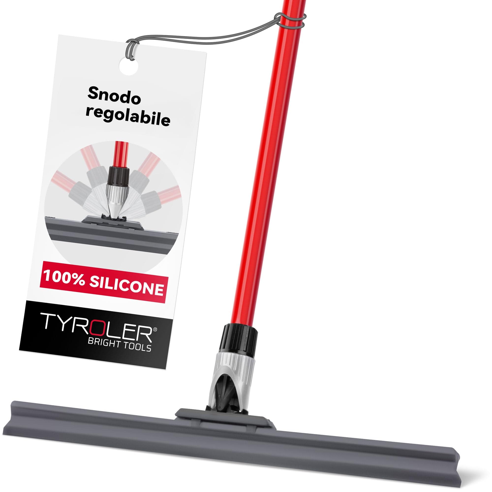 Tyroler Tira Acqua Pavimenti Esterno da 45 cm | Testa in Silicone 100% | | Manico Antiruggine da 140 cm Tergipavimento Spingiacqua | Tiracqua per Pavimento Esterni , Doccia, Bagno e Vetri