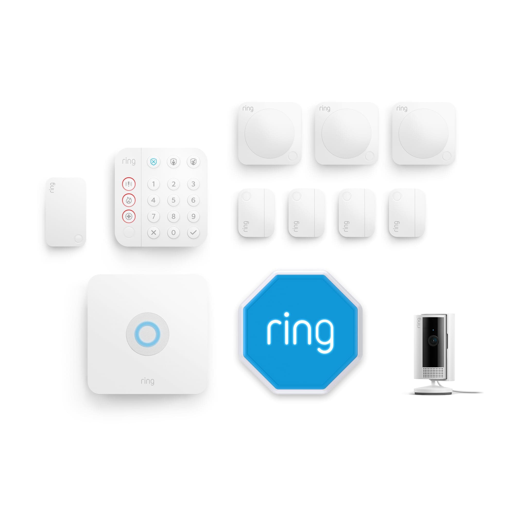Kit Ring Alarm L + videocamera interna (Indoor Camera 2ª gen) con sirena per esterno | Sistema per la sicurezza della tua casa con abbonamento Ring Home (venduto separatamente)