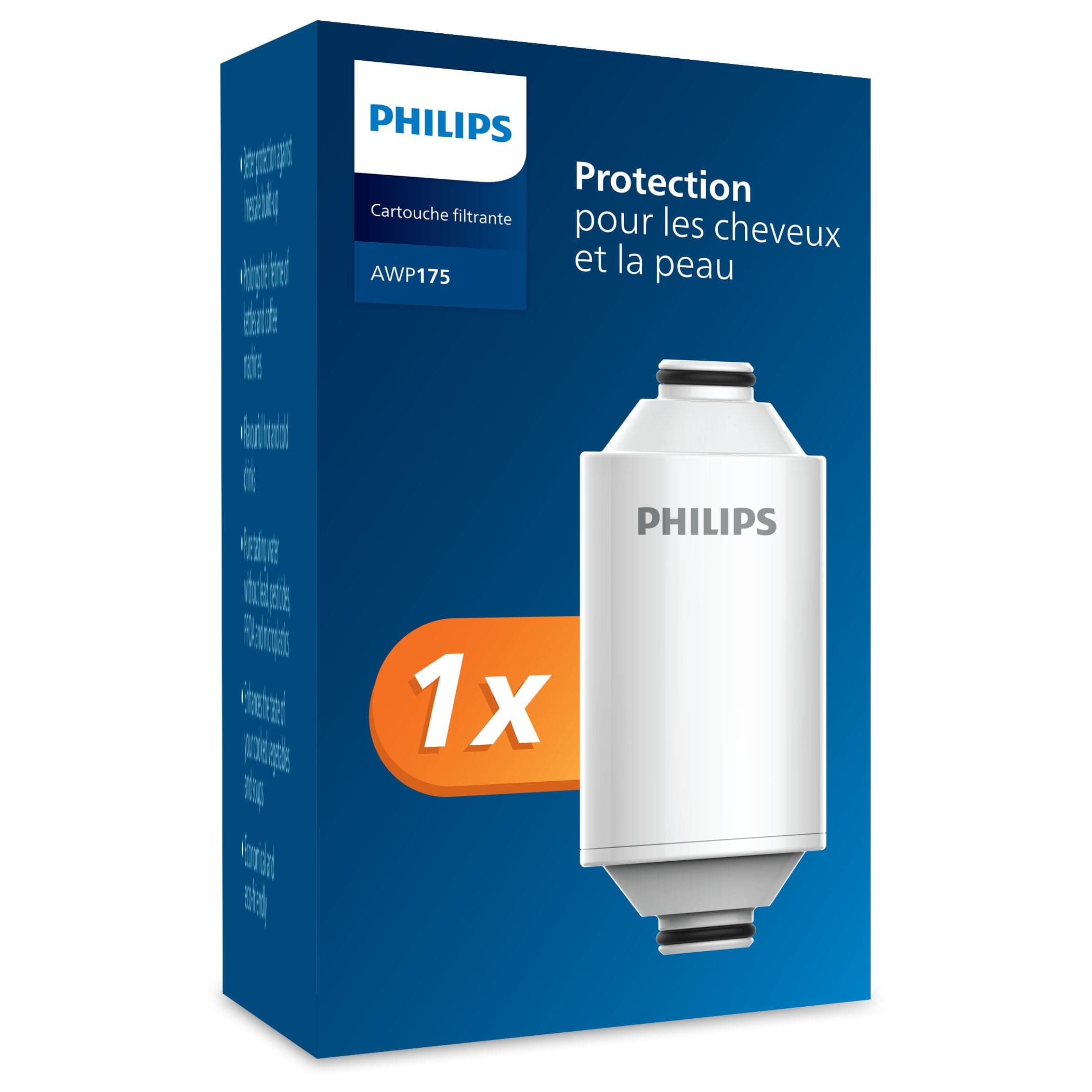 Philips Water Cartouche de filtre à eau pour douche, protection pour vos cheveux et votre peau, élimine le CHLORE et les IMPURETÉS, capacité de filtration de 50.000 L