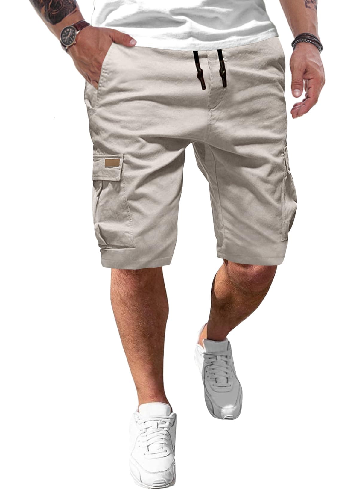 JMIERR Kurze Hosen Herren Baumwolle Cargo Shorts Herren Sommer Freizeithose mit Taschen