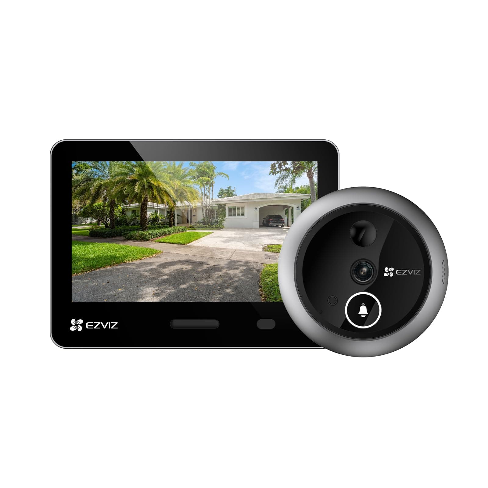 EZVIZ EP4 Mirilla Digital WiFi 4K para Puerta,Pantalla Táctil a Color de 5,5",Videotimbre Inalámbrico,Reconocimiento Facial IA,7100 mAh,Detección PIR,Audio Bidireccional,Privacidad Protegida,Plateada