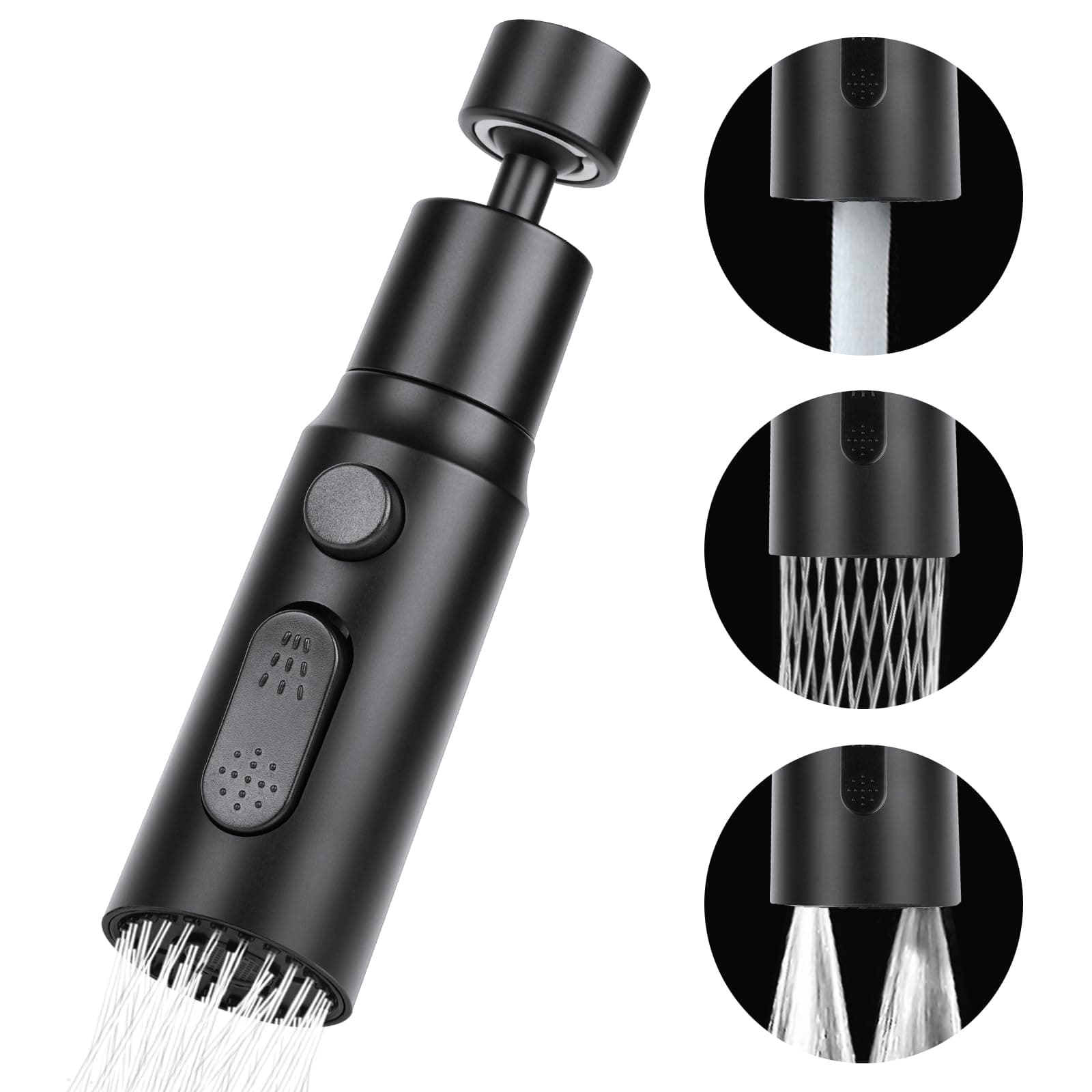 OSDUE Kit Aeratore, Rubinetto da Cucina Testa a Spruzzo, 360 ° Girevole Lavello Rubinetto Gorgogliatore, G1/2 Filtro Per Risparmio Idrico, Modalità Stream/Modalità Spray/Modalità Doppio Getto D'acqua