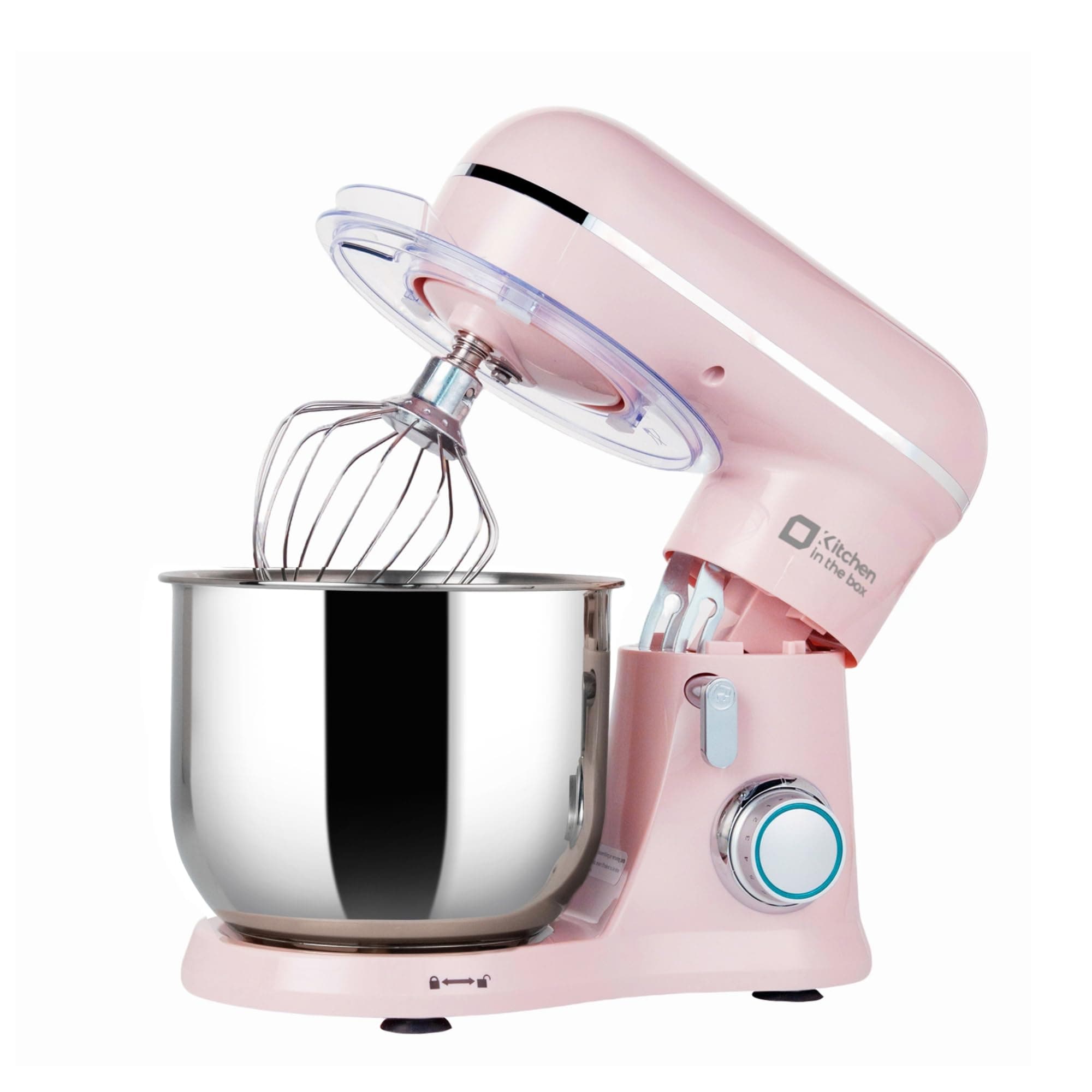 Robot Pâtissier 3.5L Compact, Kitchen in the box 10 Vitesses + Pulse, Léger 2,9 kg, Bol Inox, 3 Accessoires, Mini Robot Cuisine Multifonction, Idéal Pâtisserie Maison et Débutant (Rose Claire)