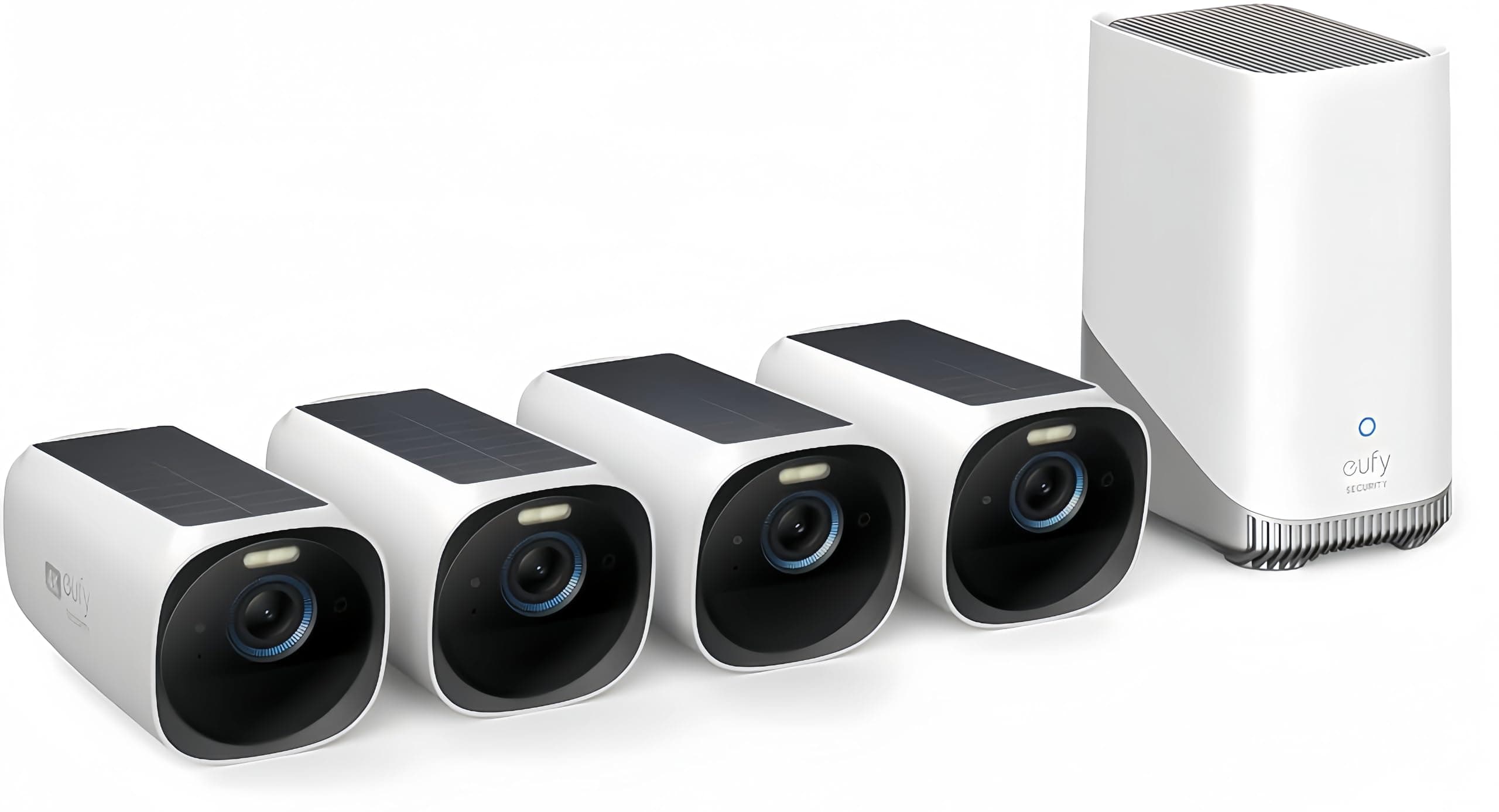 eufy Security S330 eufyCam 3, überwachungskamera aussen, 4K kabellose überwachungskamera solar 4+1 mit Gesichtserkennung K.I, Farbige Nachtsicht, Erweiterbarer Speicher 16TB, Gebührenfreie Nutzung