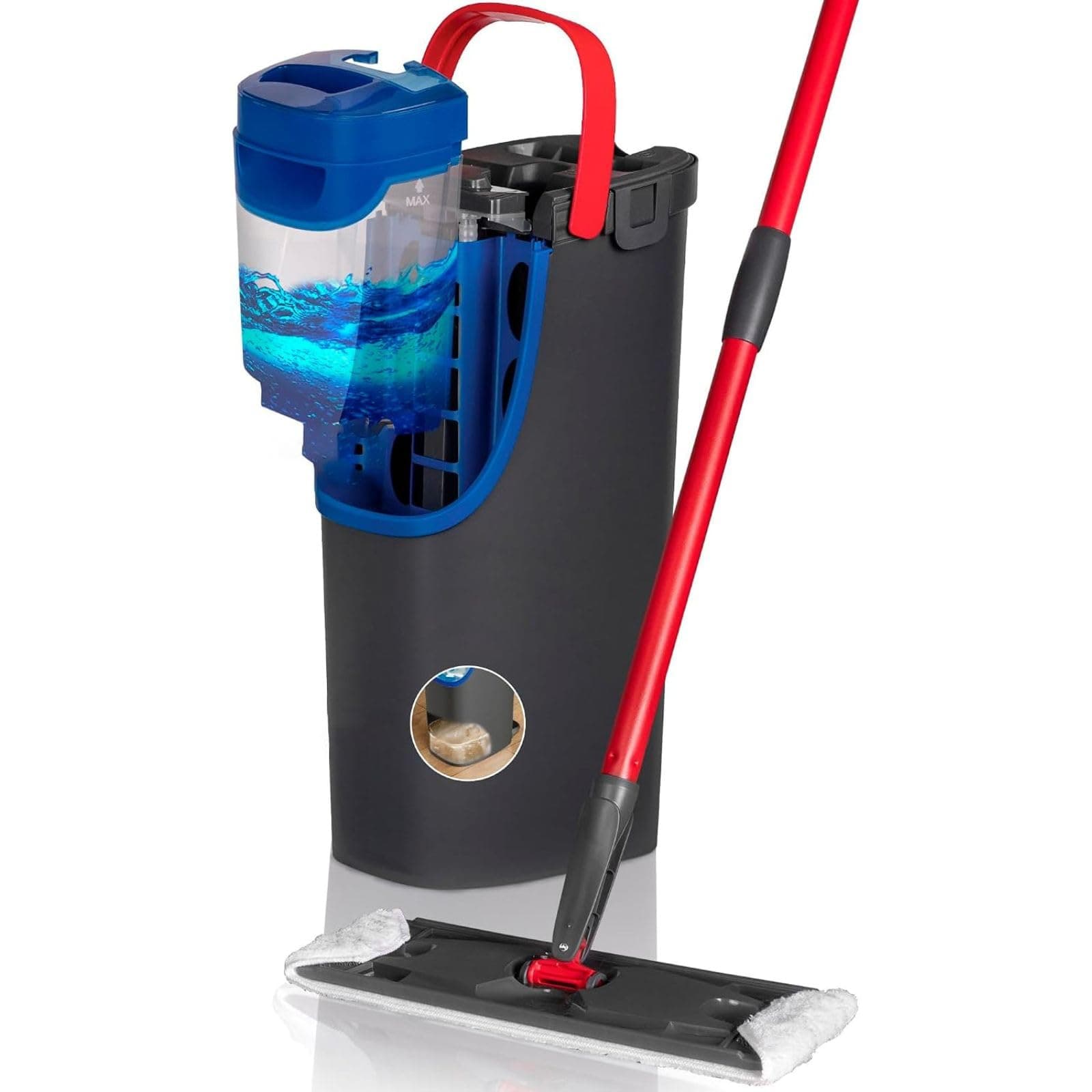 Vileda - H2pro Balai Plat - Système Innovant à Double Réservoir Distinct - Balai Plat avec Recharge Microfibre - Sépare l'eau Propre et Sale pour Une Hygiène Impeccable - Design Ergonomique
