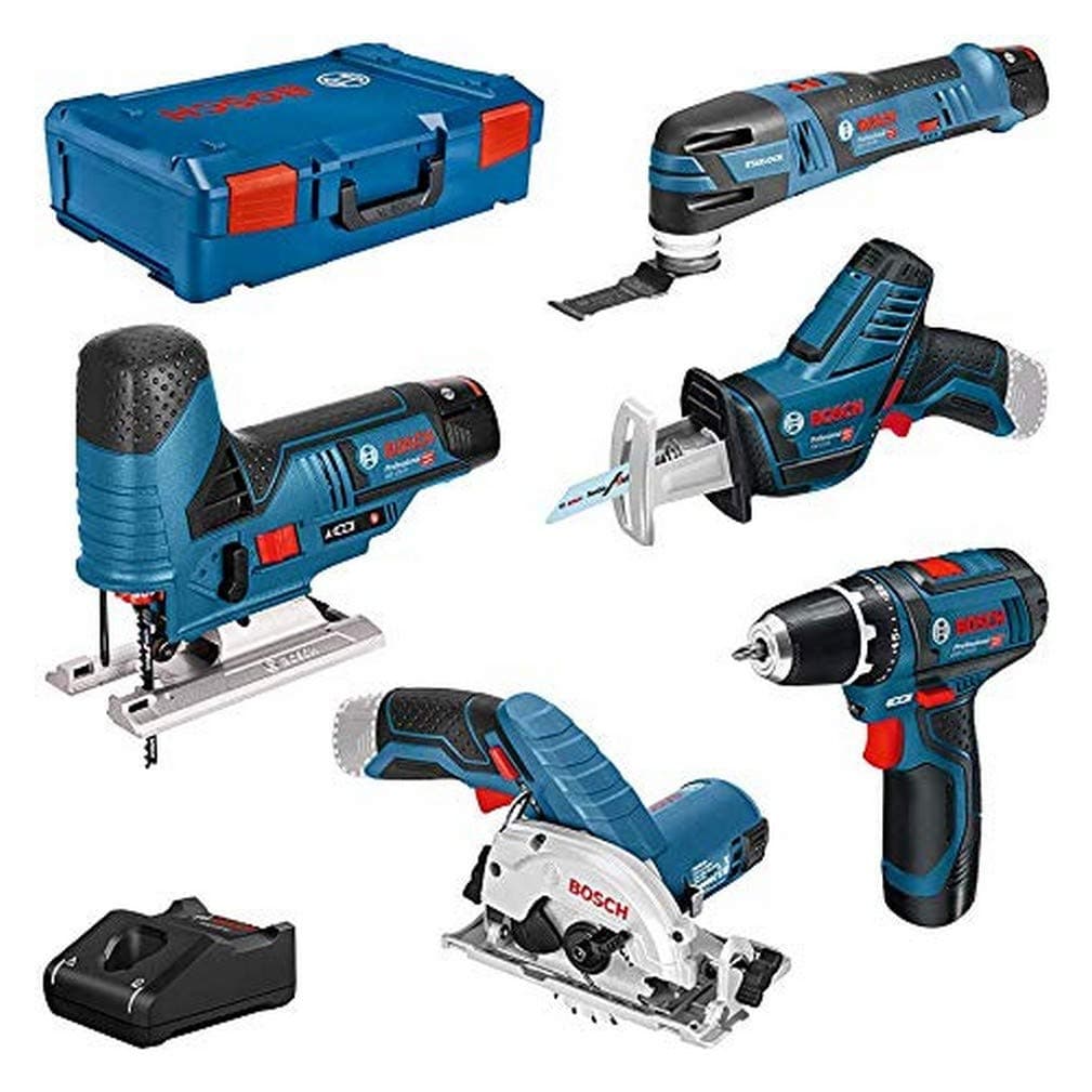 Bosch Professional 12V System combi-kit : GSR 12V-15 + GST 12V-70 + GKS 12V-26 + GSA 12V-14 + GOP 12V-2 (avec 3 batteries 3,0 Ah, chargeur GAL 12V-40, XL-BOXX)