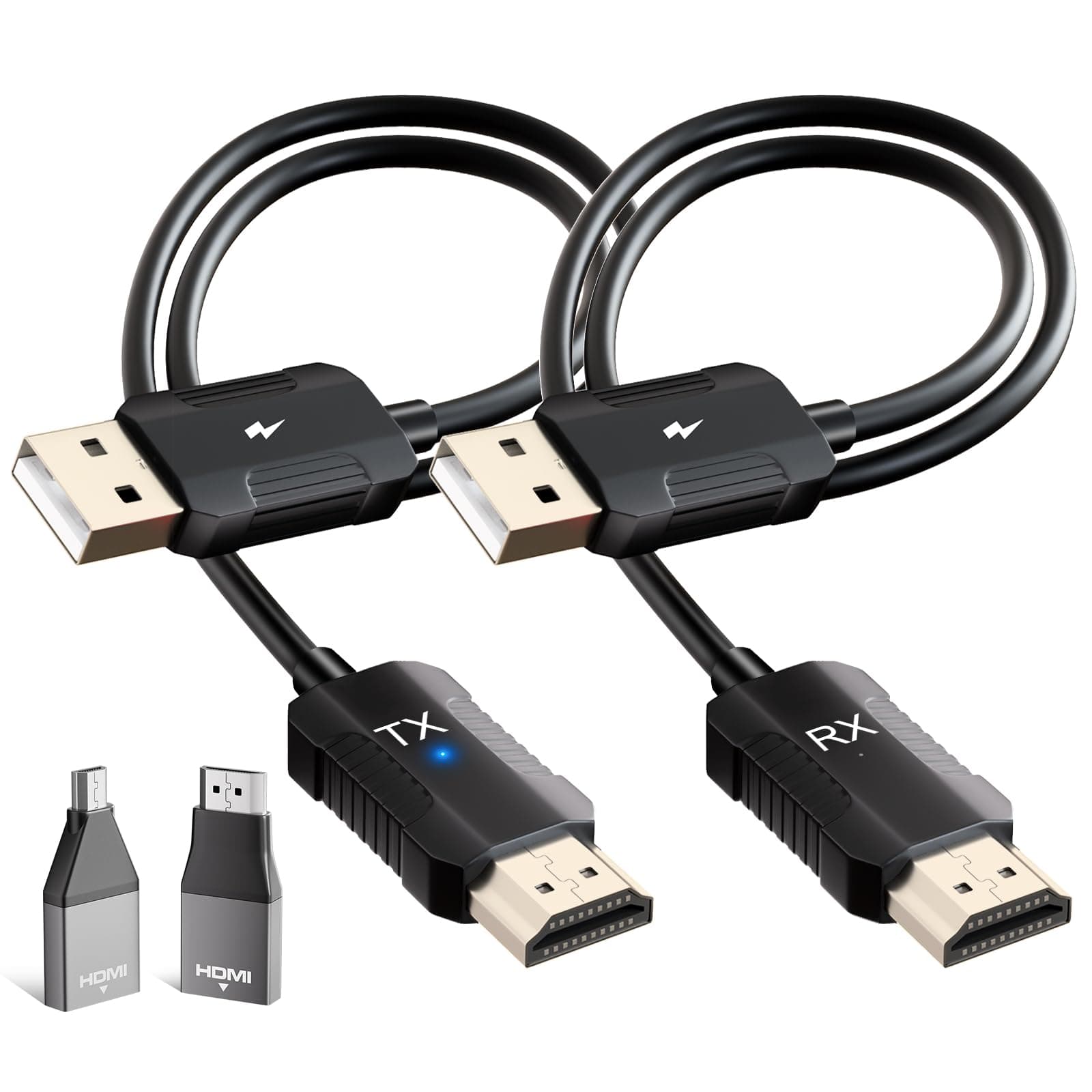 LXJADAP HDMI Wireless Trasmettitore e Ricevitore, Decodifica 4K Uscita 1080P, Cavo HDMI Senza Fili Portata 165FT/50M, 2,4 G e 5G Streaming Video/Audio/File da Laptop, PC a Monitor/TV/Proiettore, Nero