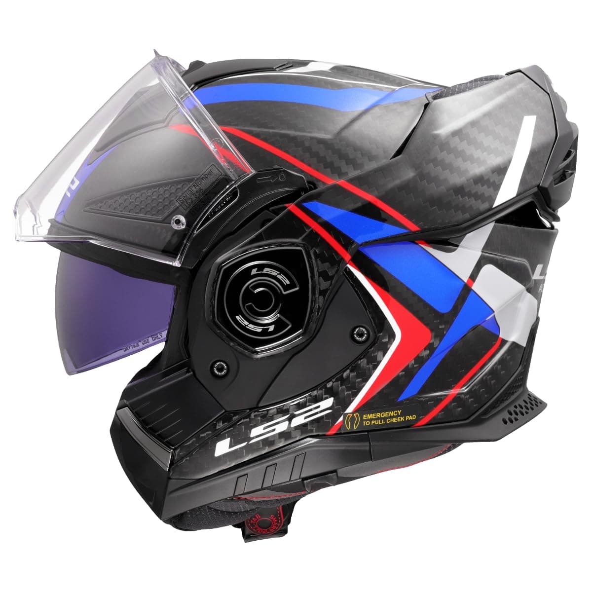 LS2, Casco Moto Modulare ADVANT X CARBON FUTURE II Gloss White Blue, L