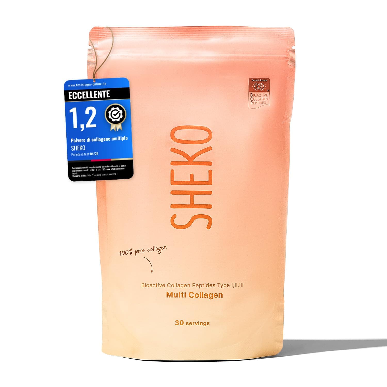 SHEKO Collagene Idrolizzato in Polvere - Bovino Tipo 1, 2 e 3-450 g | Peptidi di collagene bovino · Gusto neutro e alta solubilità · Senza additivi ne lattosio · 450 g · Made in Germany